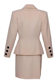 1980s YVES SAINT LAURENT Rive Gauche White Tuxedo Suit Skirt