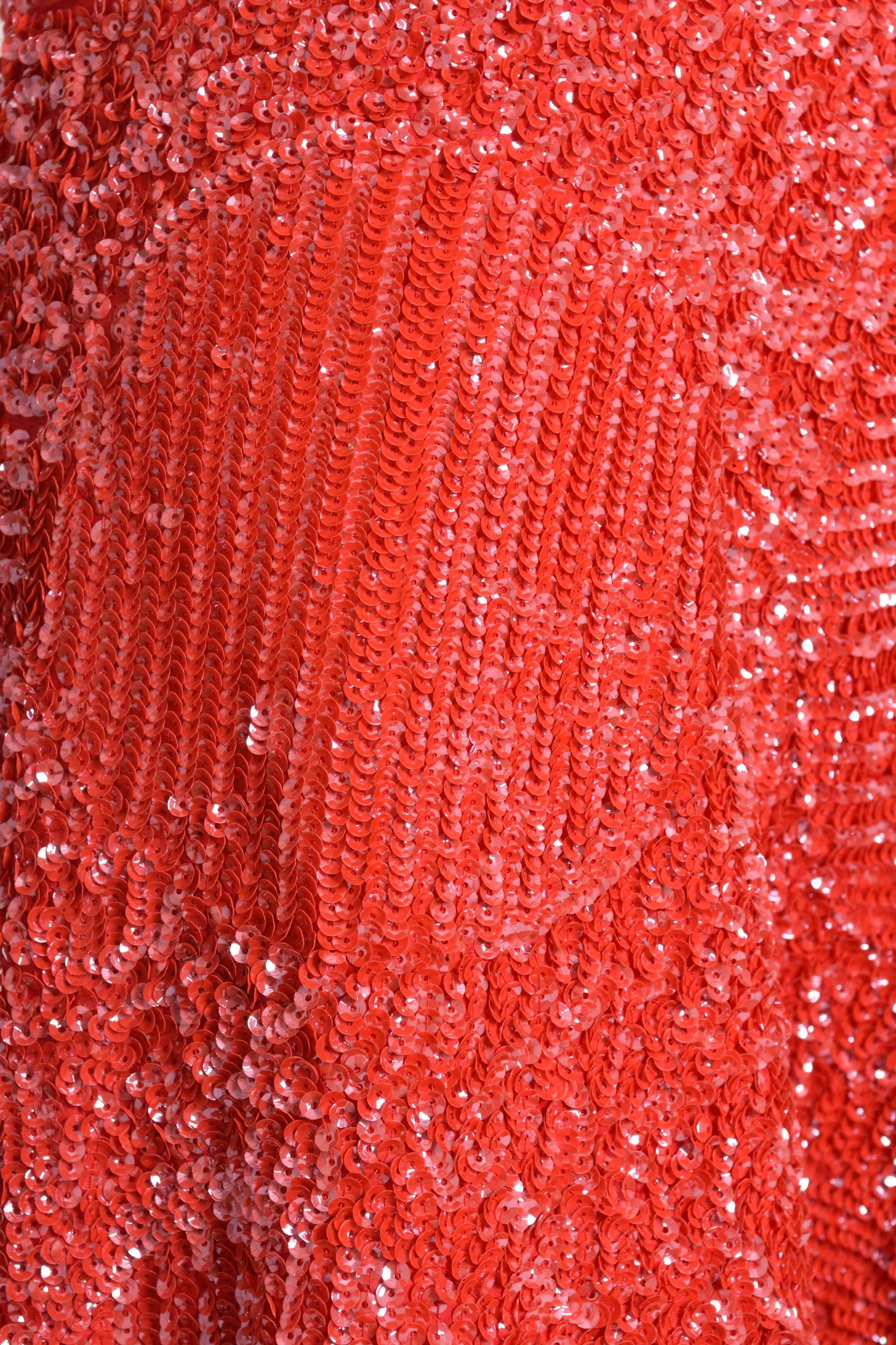 1960s Red Sequins Evening Long Dress 1