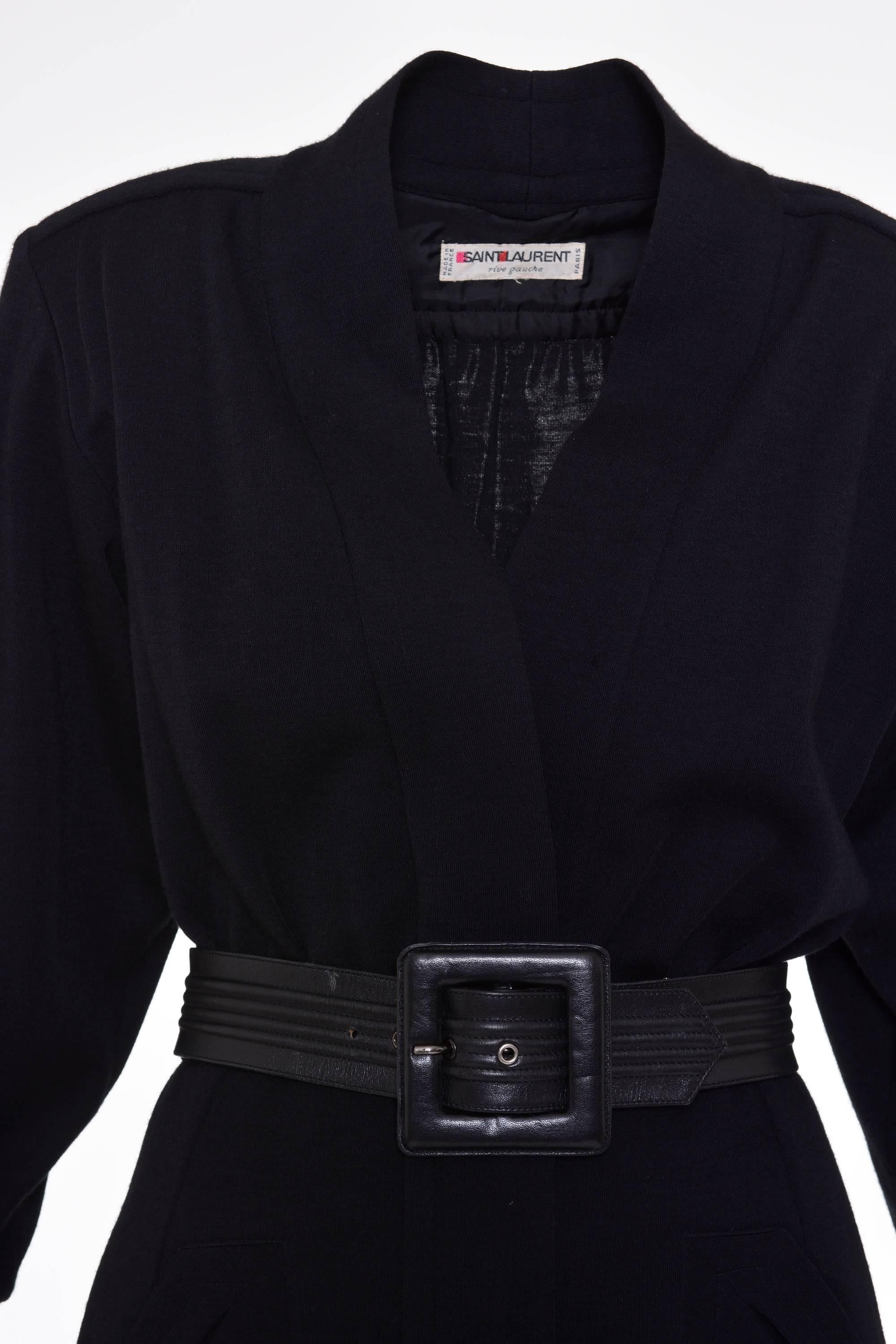 Women's 1980s YVES SAINT LAURENT Rive Gauche Black Suit Dress