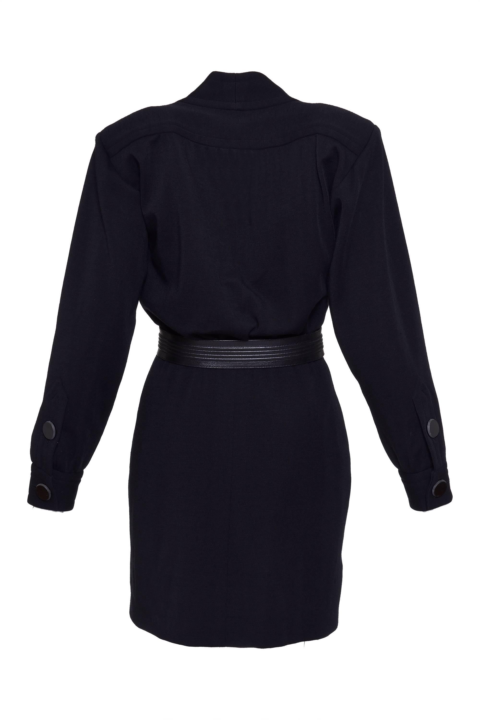 1980s YVES SAINT LAURENT Rive Gauche Black Suit Dress In Excellent Condition In Milan, Italy