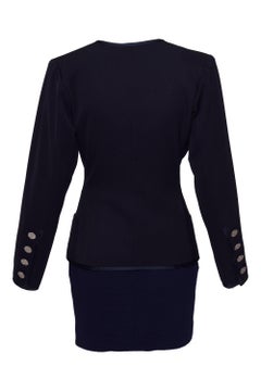 YVES SAINT LAURENT Rive Gauche jupe de costume en gabardine et laine des années 1980