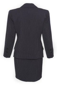 1980s Saint Laurent Rive Gauche Pinstriped 3 pc Suit Pants and Skirt