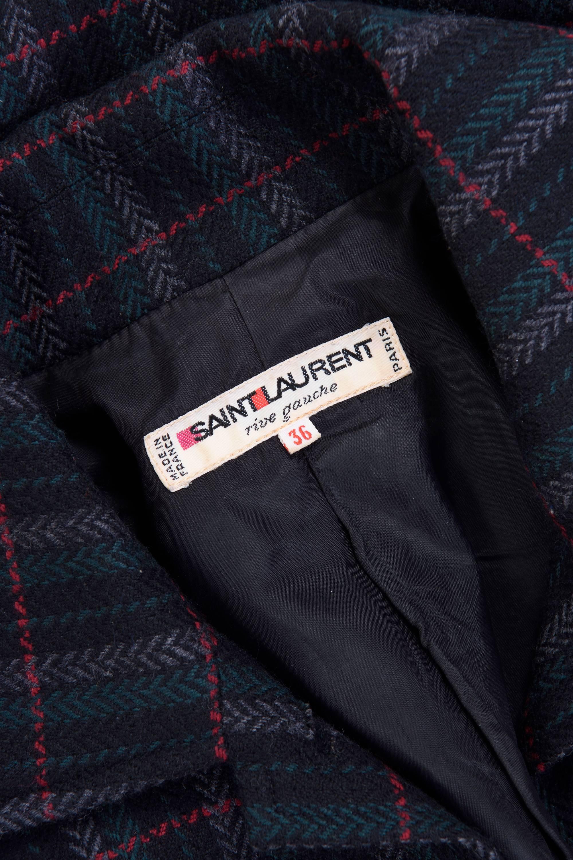 1980s YVES SAINT LAURENT  Rive Gauche Wool Tartan Jacket  1