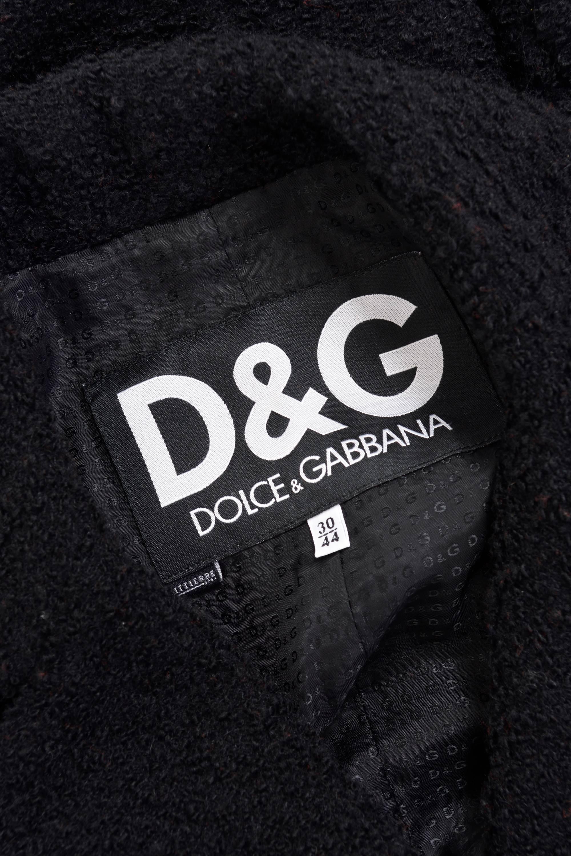 Women's 1990s DOLCE E GABBANA Black Wool Coat  For Sale
