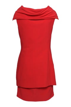 1990s GIANFRANCO FERRE' Red Draped Suit Skirt
