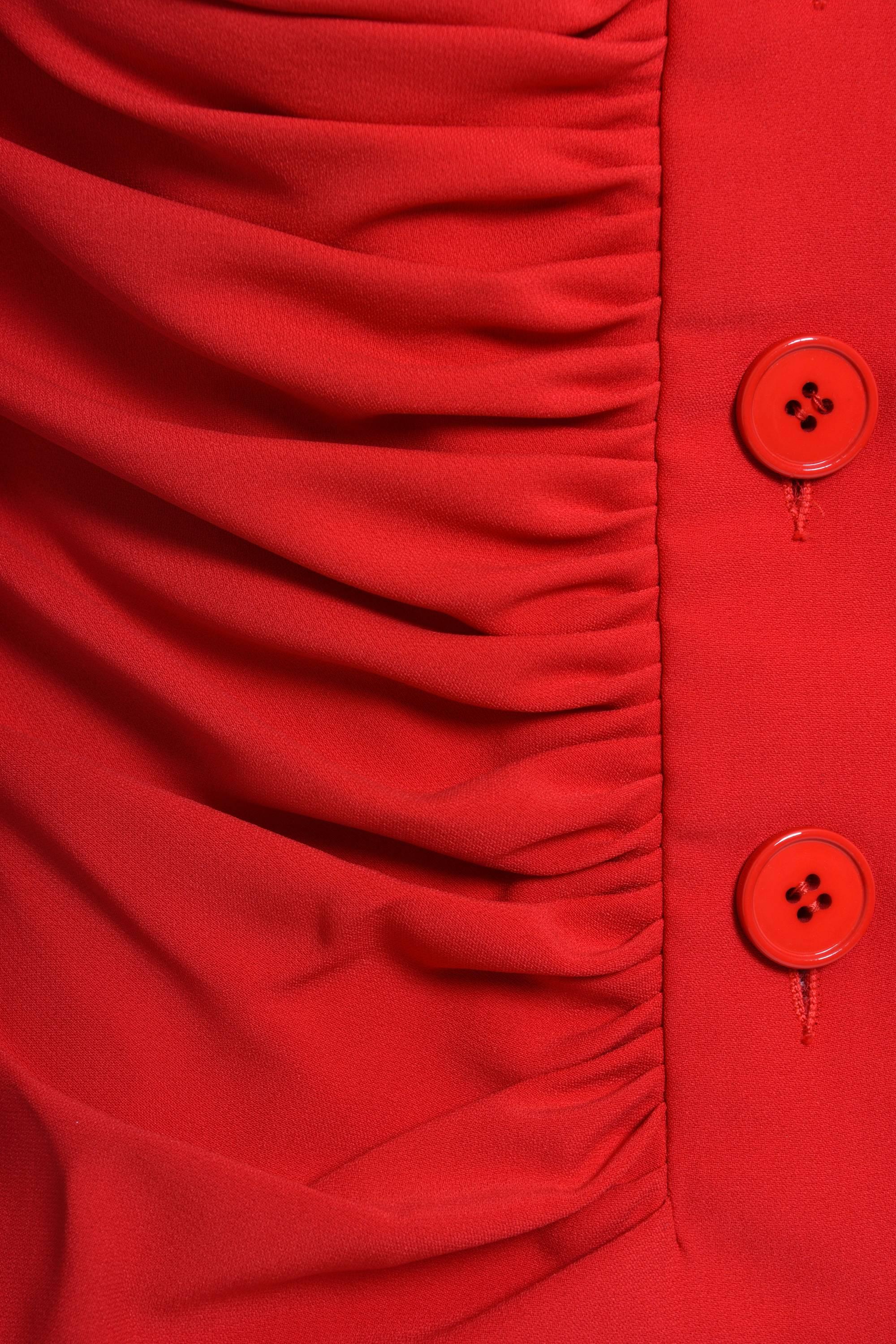 1990s GIANFRANCO FERRE' Red Draped Suit Skirt  In Excellent Condition For Sale In Milan, Italy