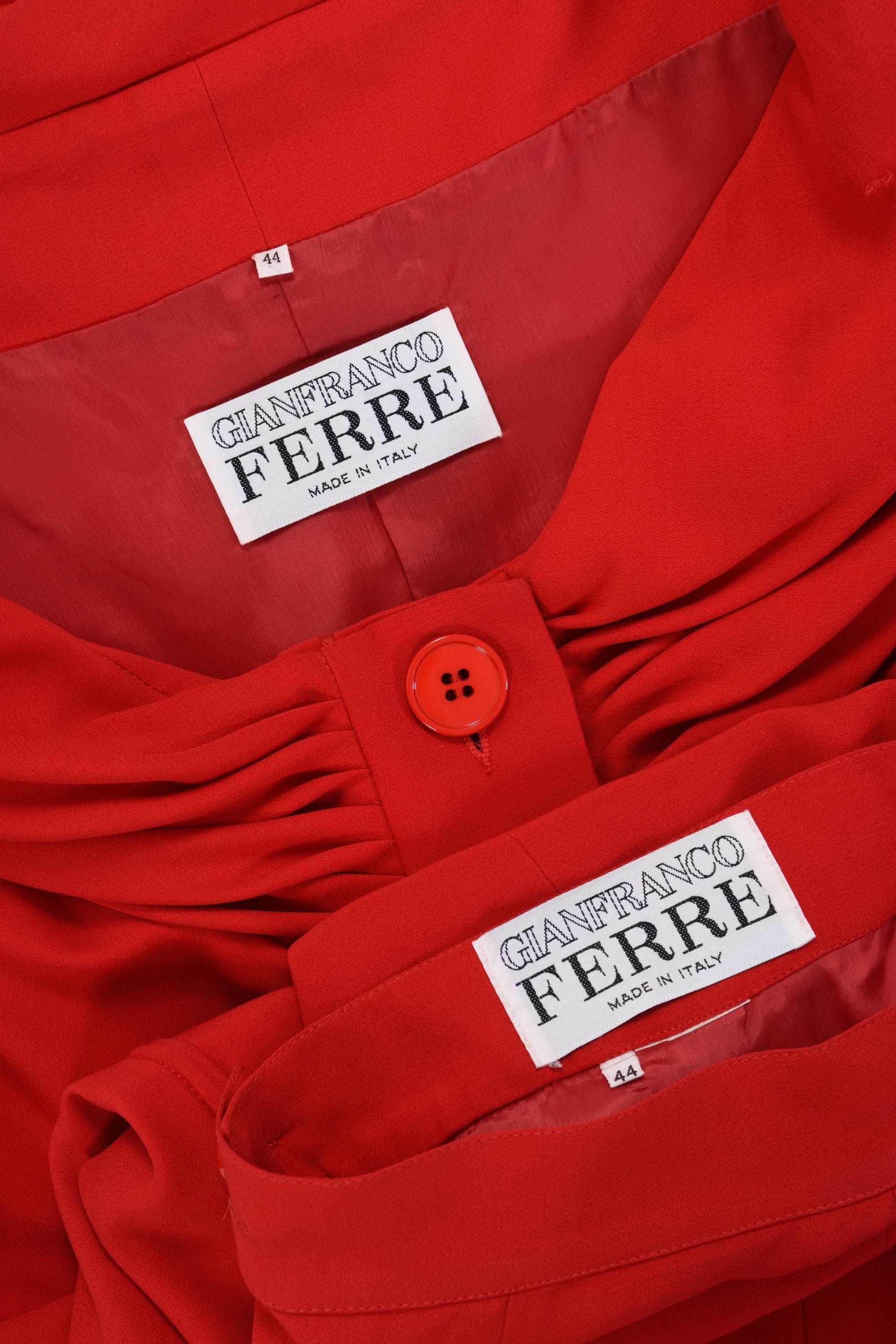 Women's 1990s GIANFRANCO FERRE' Red Draped Suit Skirt  For Sale