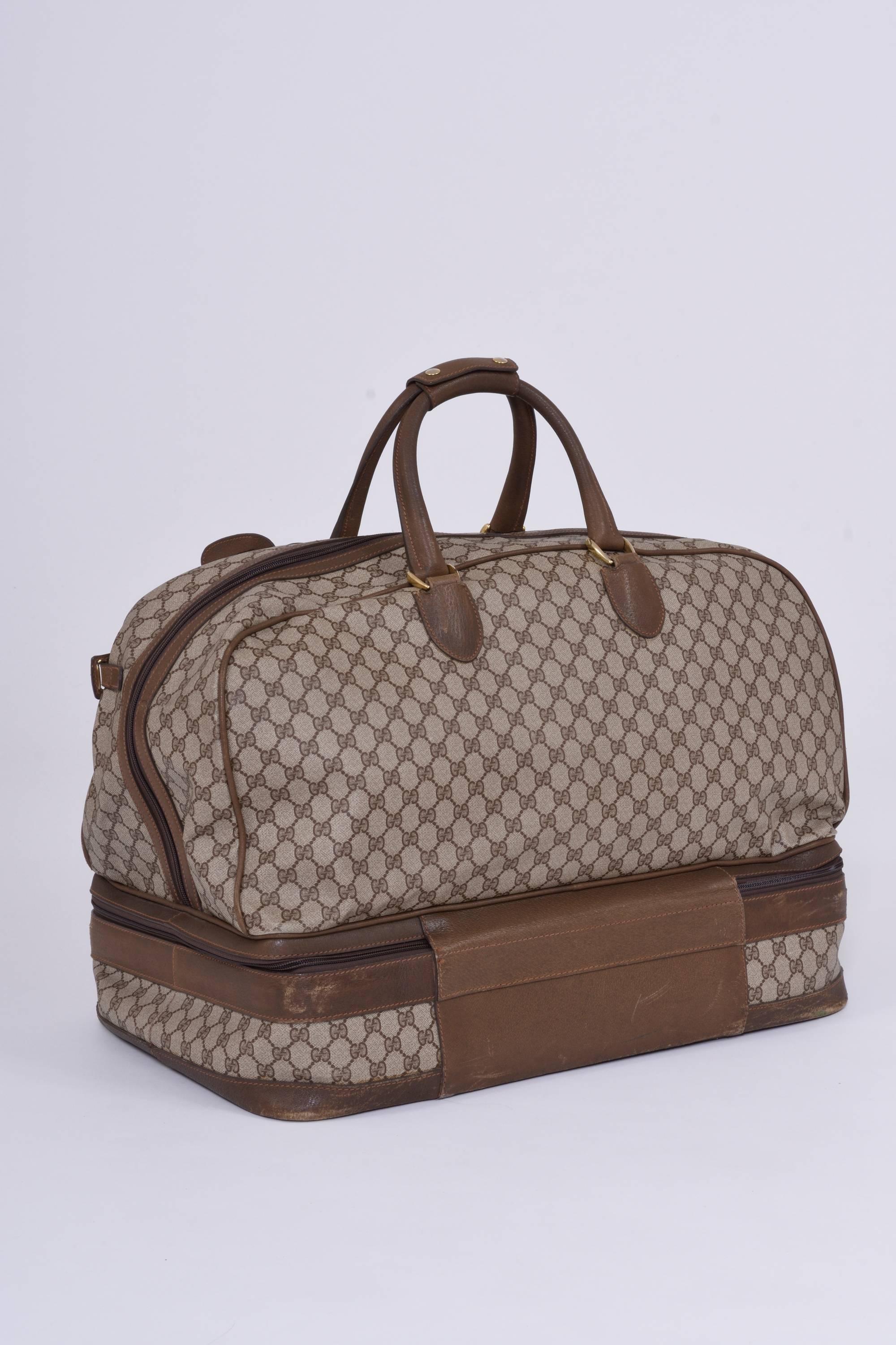brown cotton luggage bag