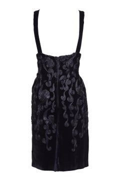 1990s Velvet Embroidery Evening Cocktail Dress