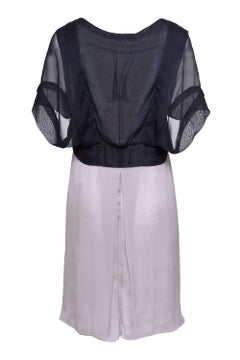 ALBERTA FERRETTI Gray and Black Satin Dress