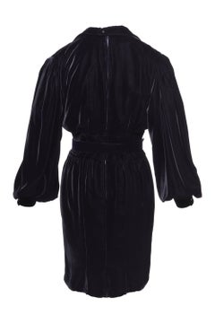 1980s THIERRY MUGLER Black Silk Velvet Dress