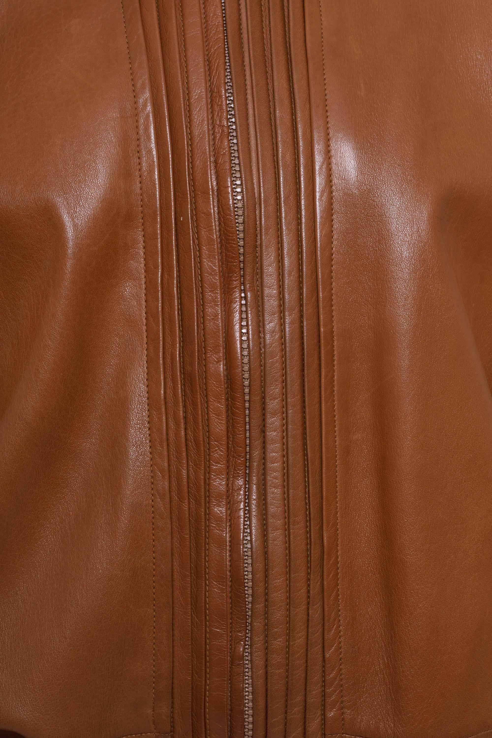 Women's 1980s GIANNI VERSACE  Brown Leather Jacket 