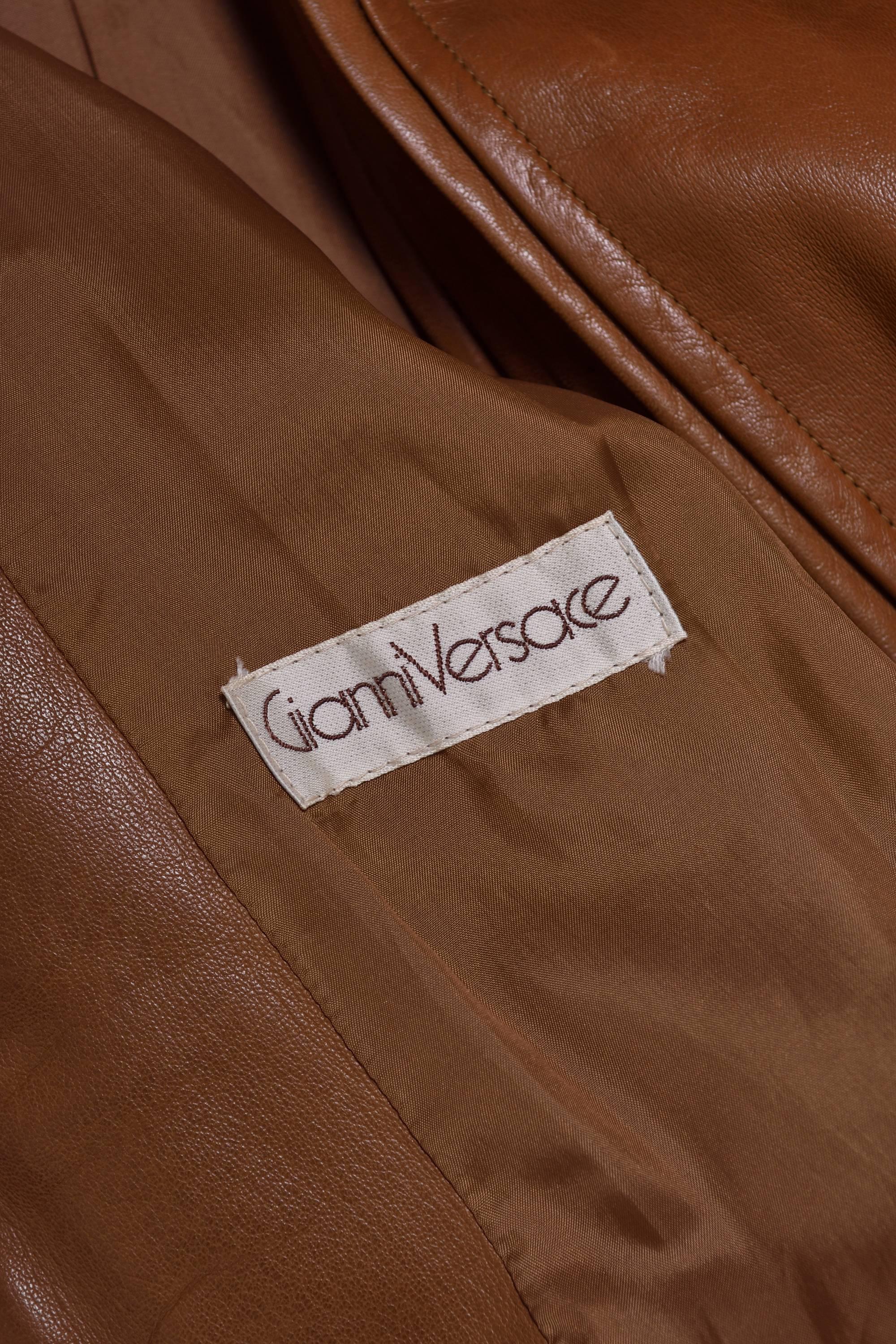 1980s GIANNI VERSACE  Brown Leather Jacket  1