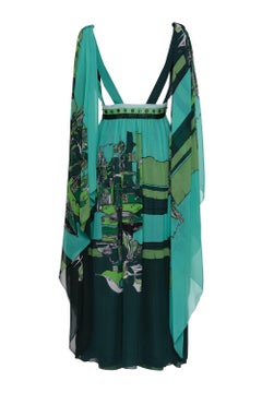 1970s GIO CARE' Printed Embroidery Long Dress