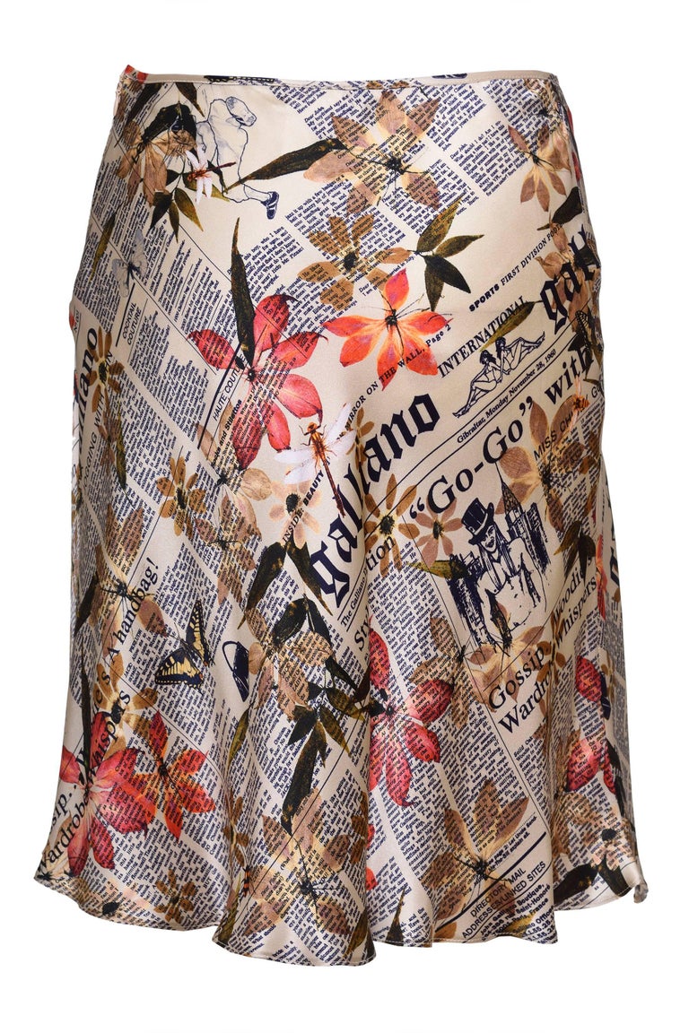 John Galliano Tan Newsprint Skirt Set main image 0