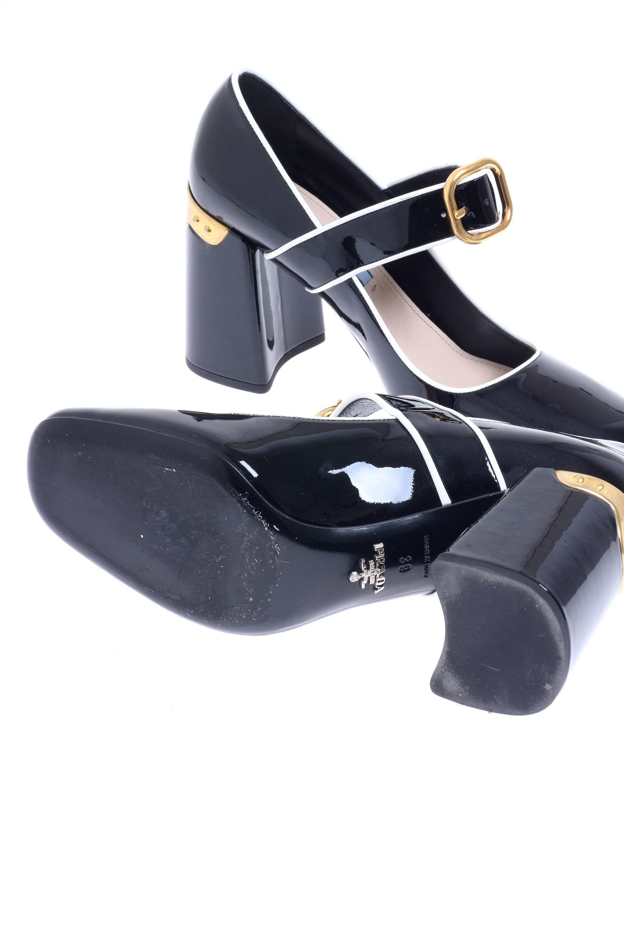 PRADA Black Patent Mary Jane Shoes  1