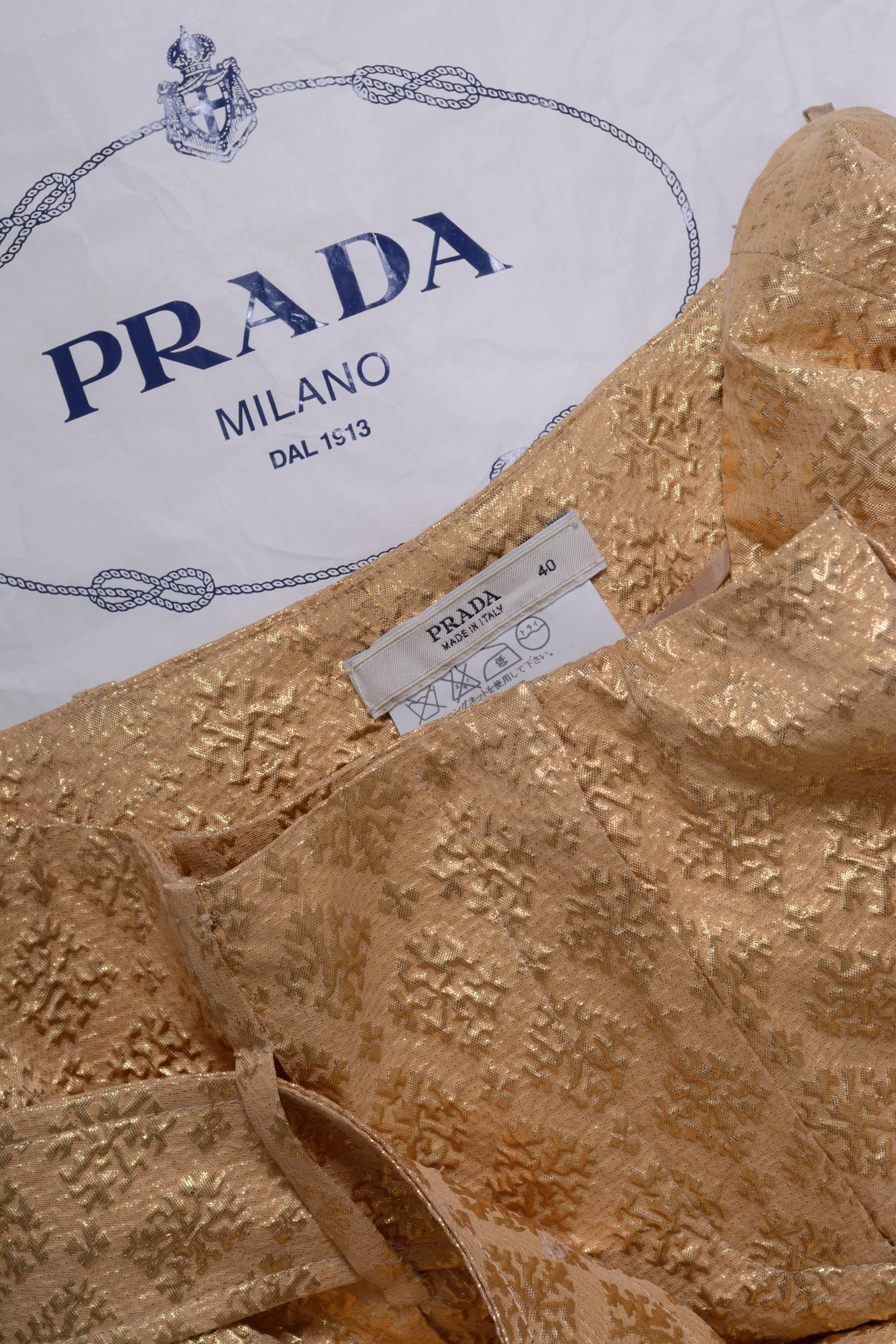 Prada Gold Jacquard Pants  In Excellent Condition In Milan, Italy