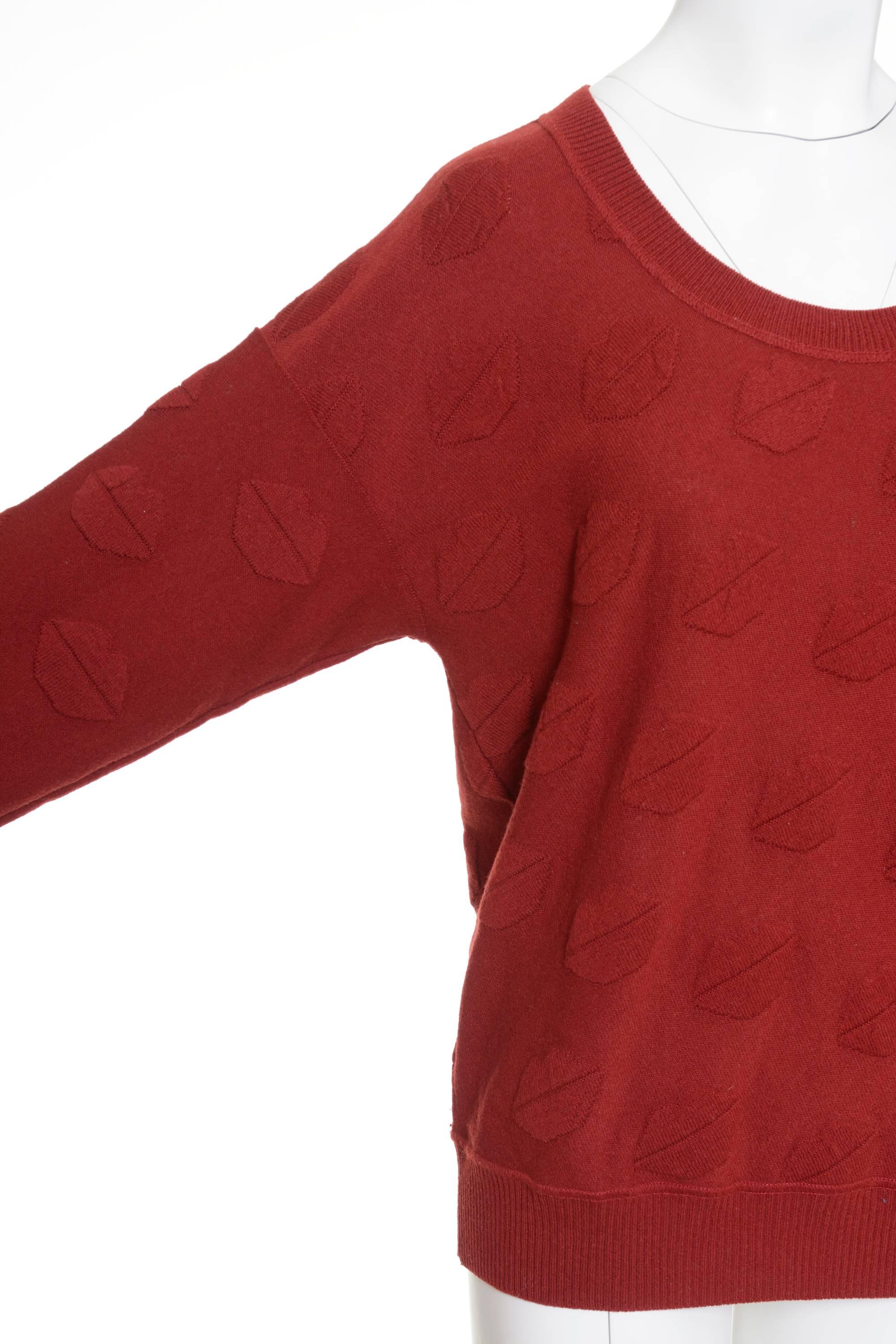 Red SONIA RYKIEL Lips Knit Sweater For Sale