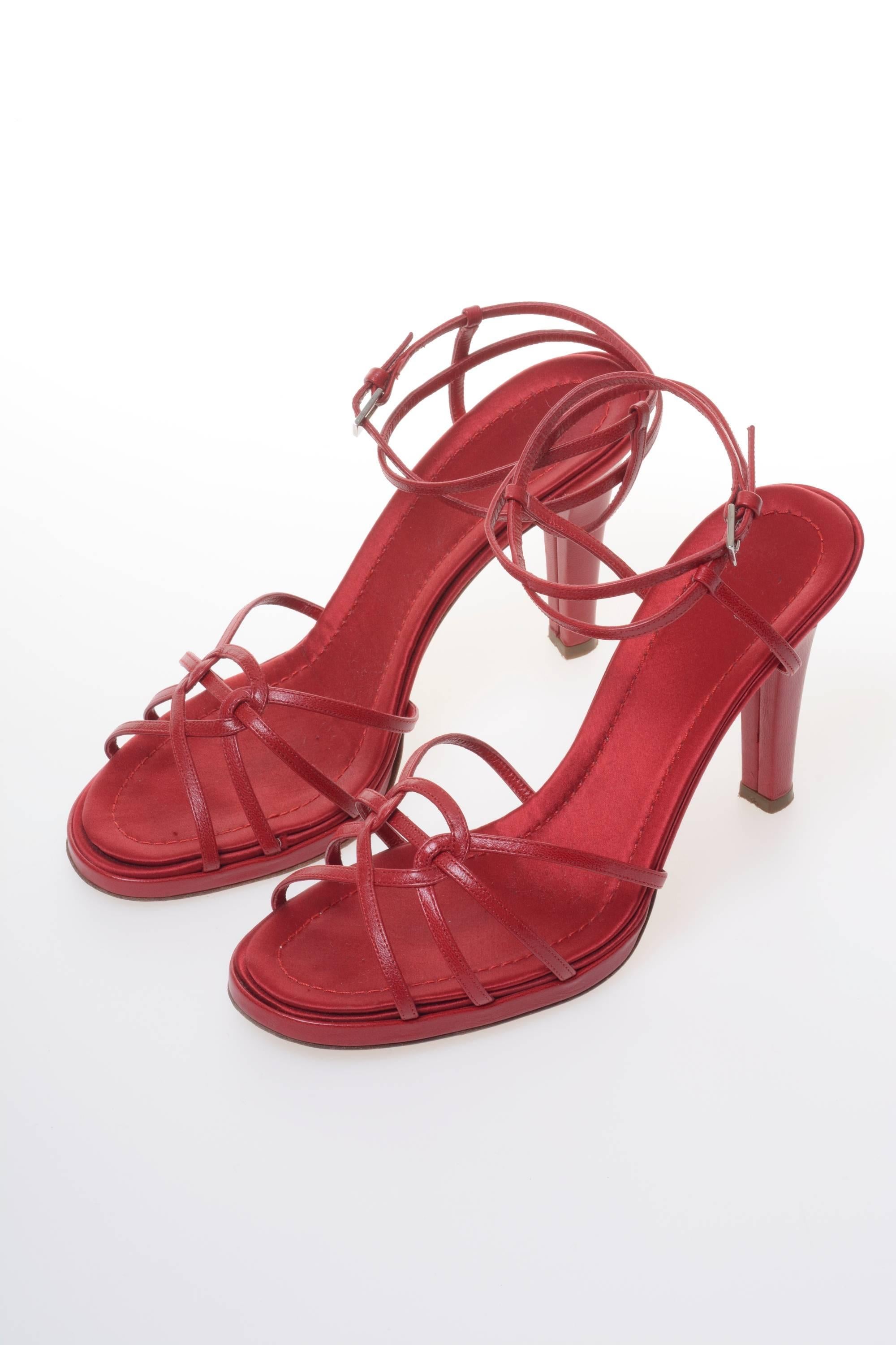 Brown Valentino Garavani Red Leather High Heeled Sandals
