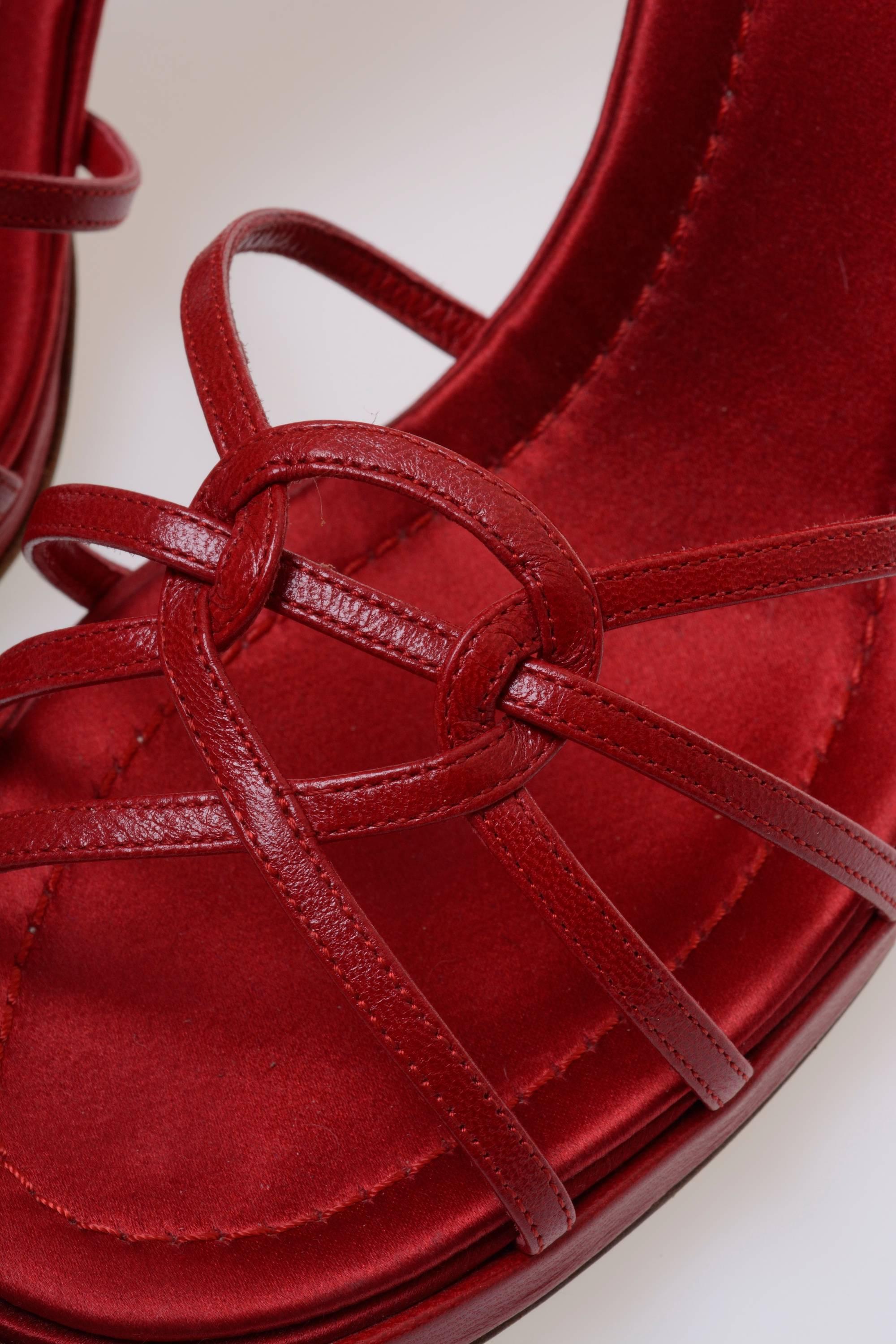 Valentino Garavani Red Leather High Heeled Sandals 1