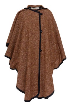 Givenchy Brown Weave Wool Cape, 1980s