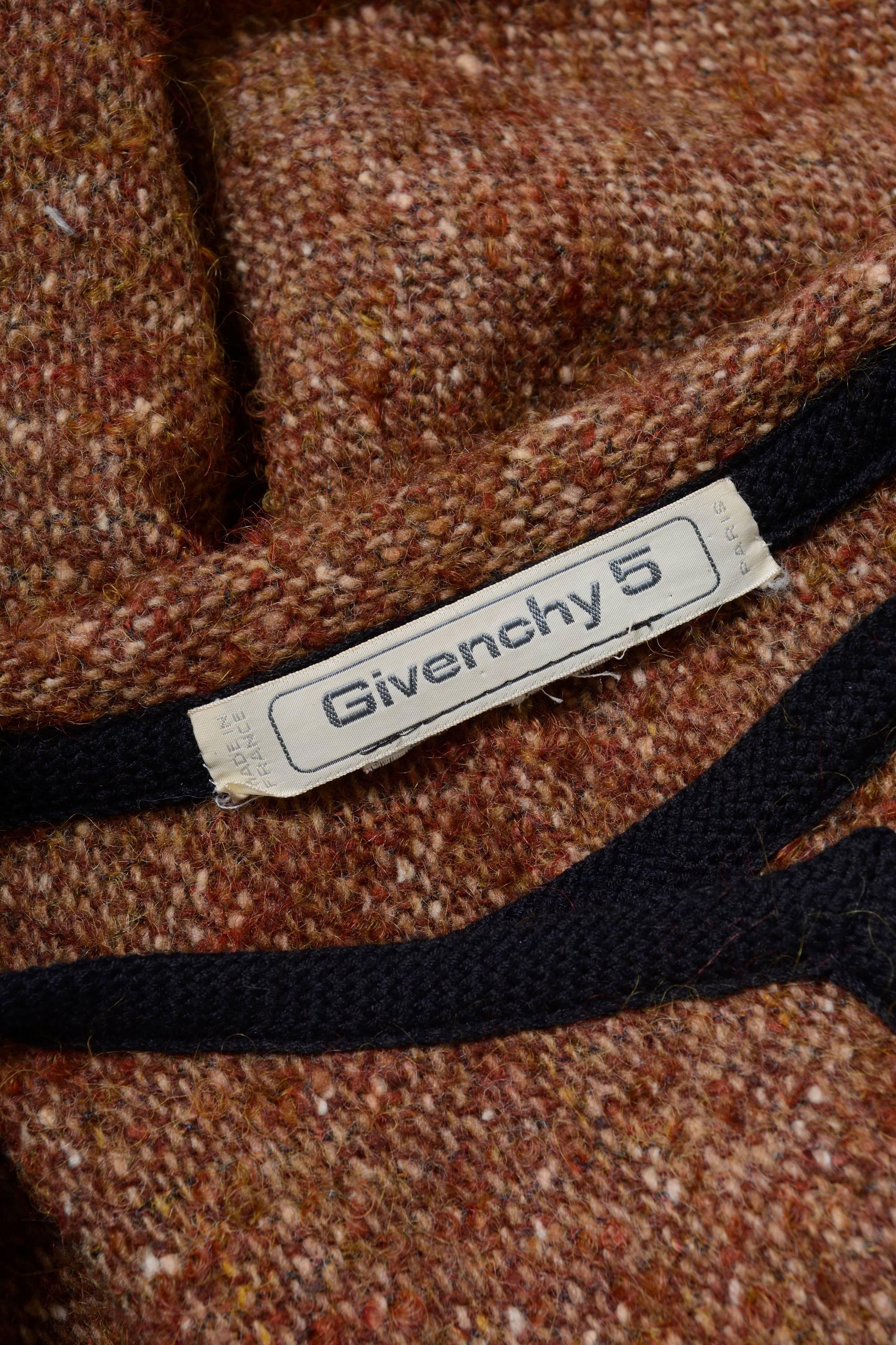 Givenchy Brown Weave Wool Cape, 1980s  For Sale 1