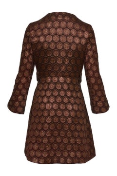Cadette Brown Lurex Jacquard Mod Overcoat, 1960s