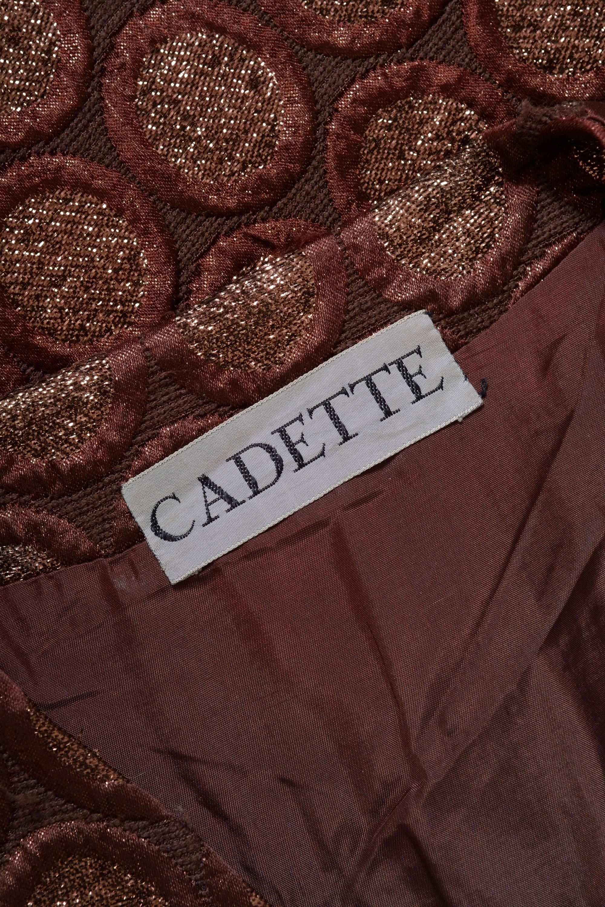 Cadette Brown Lurex Jacquard Mod Overcoat, 1960s  In Excellent Condition For Sale In Milan, Italy