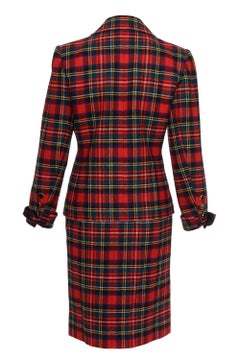 1980s YVES SAINT LAURENT Rive Gauche Tartan Suit Skirt