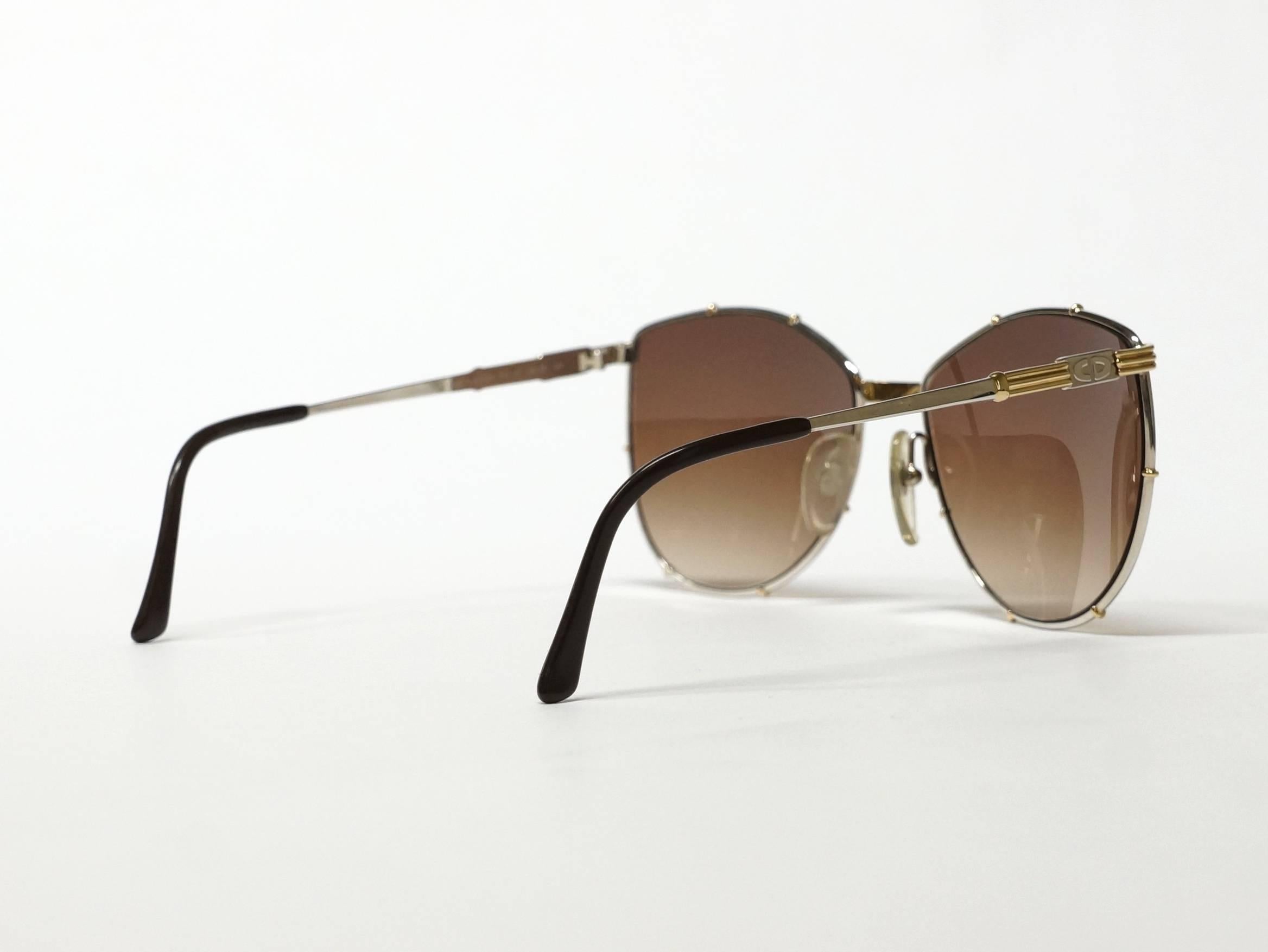 Vintage Christian Dior Bicolor Metal Sunglasses in New Old Stock Condition For Sale 1