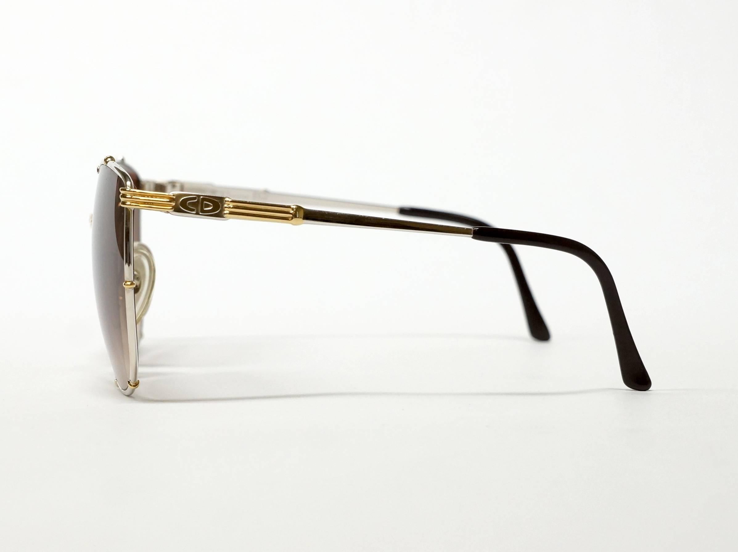 Women's Vintage Christian Dior Bicolor Metal Sunglasses in New Old Stock Condition For Sale
