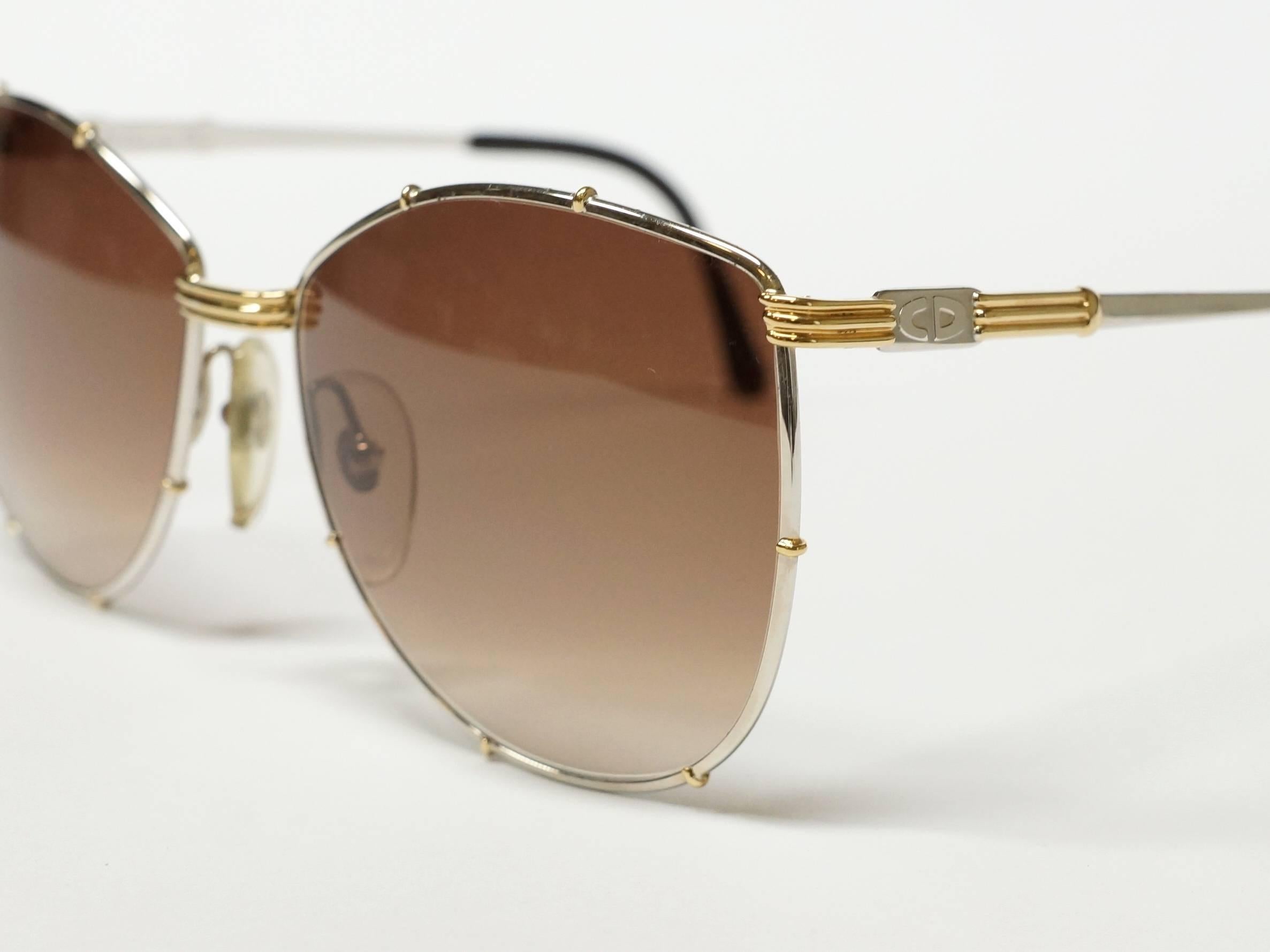 Vintage Christian Dior Bicolor Metal Sunglasses in New Old Stock Condition For Sale 3
