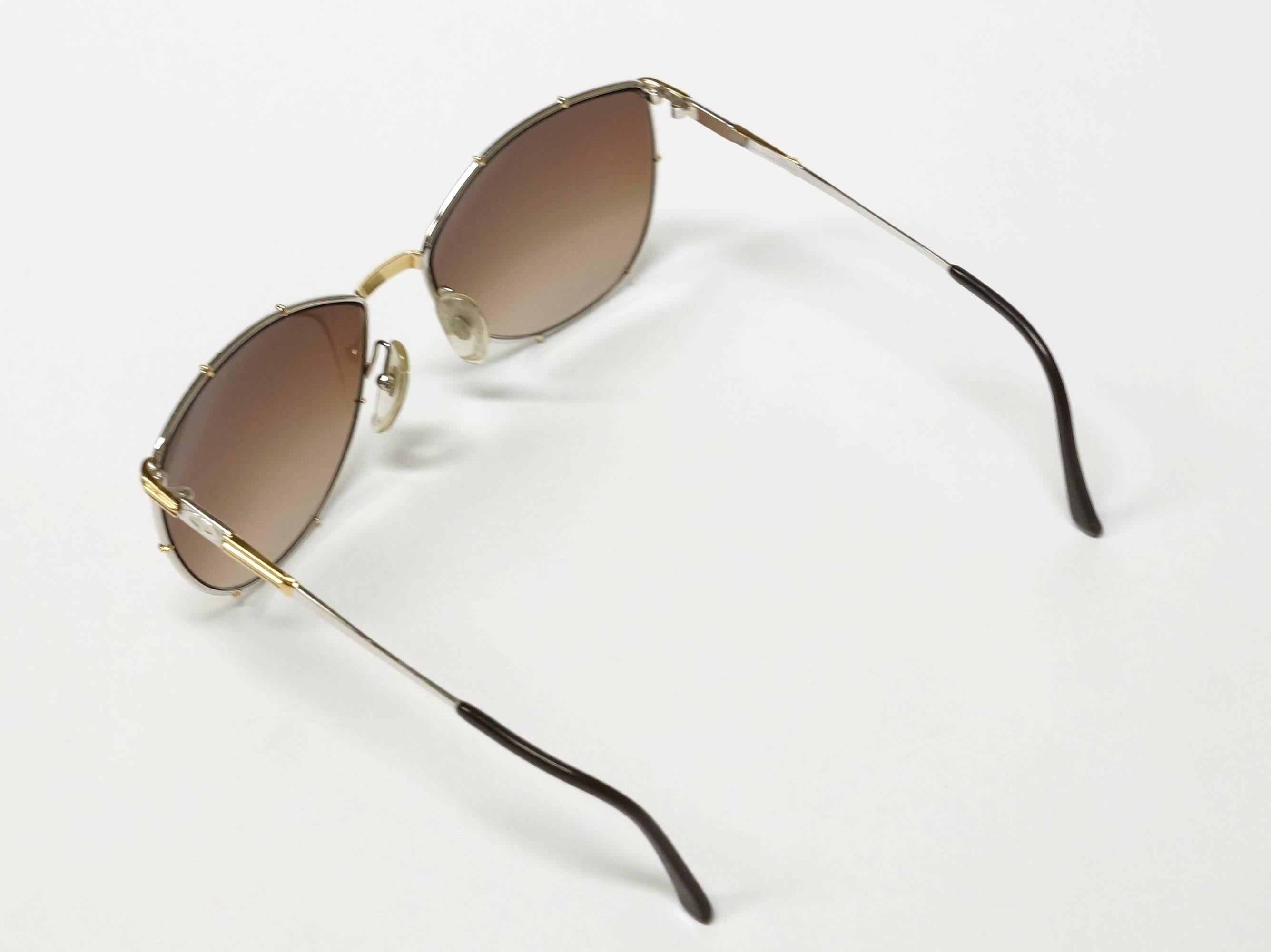 Vintage Christian Dior Bicolor Metal Sunglasses in New Old Stock Condition For Sale 2