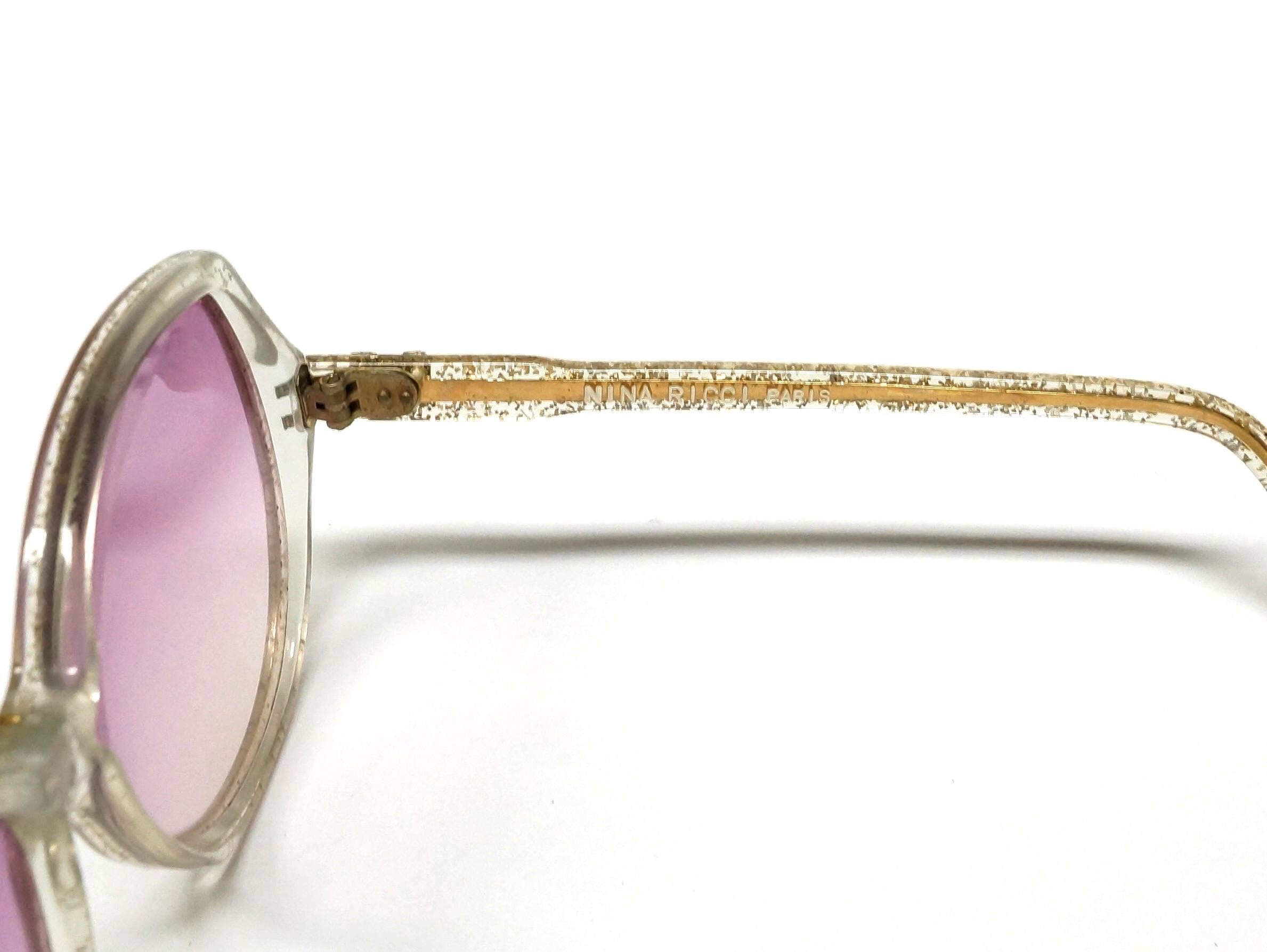 Nina Ricci Gold and Glitter Vintage Sunglasses For Sale 2