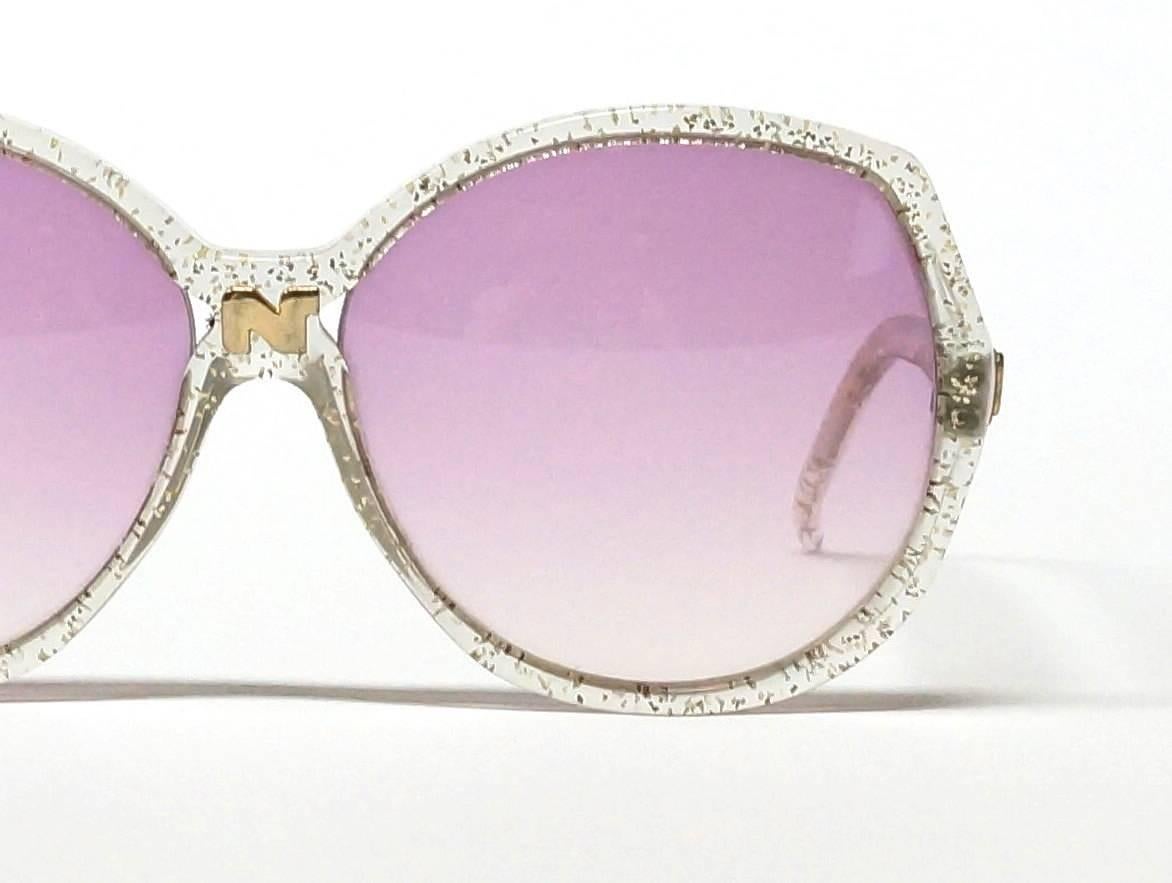 Nina Ricci Gold and Glitter Vintage Sunglasses For Sale 4