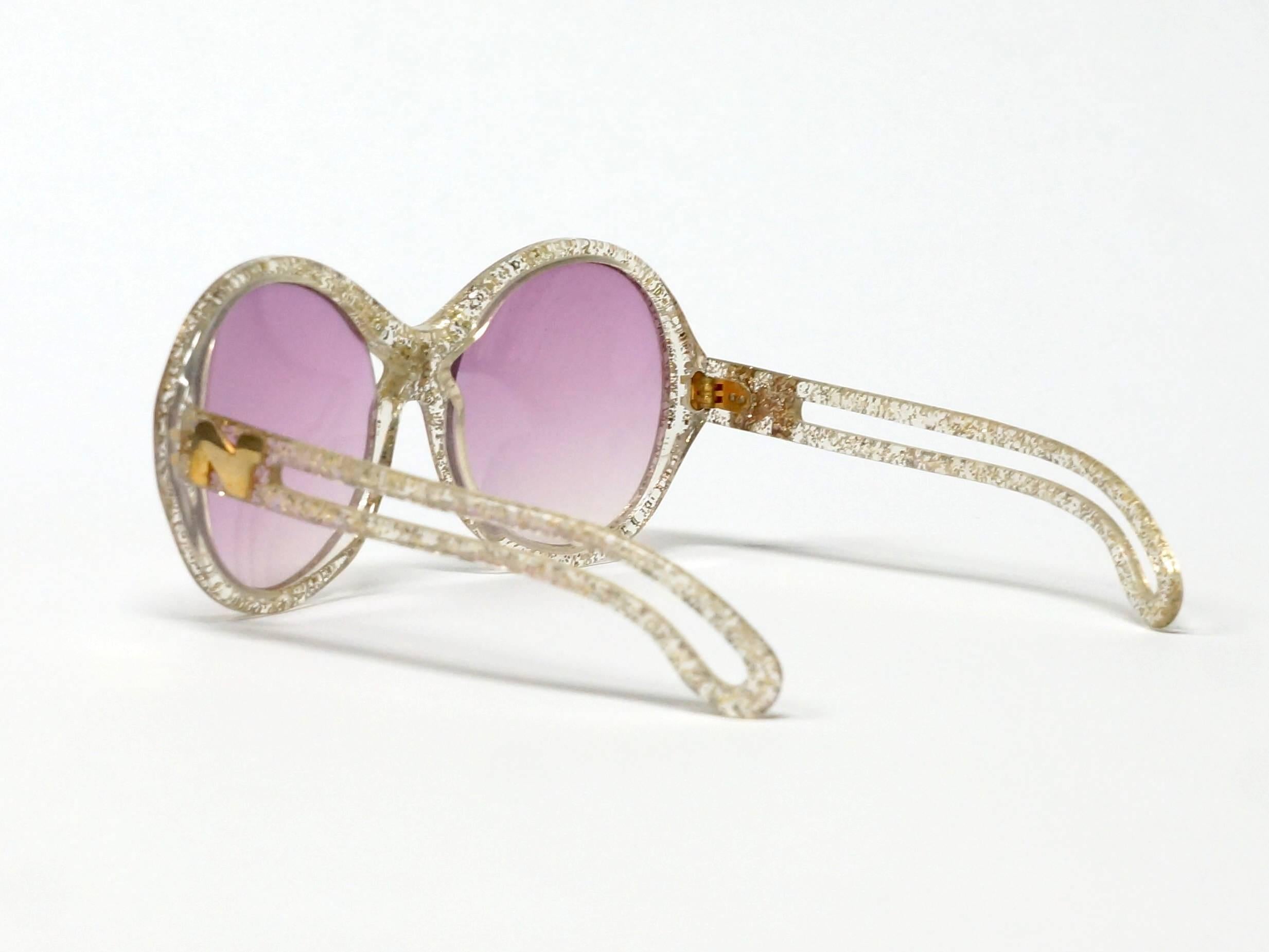 1970s Nina Ricci Gold and Glitter Sunglasses  For Sale 1