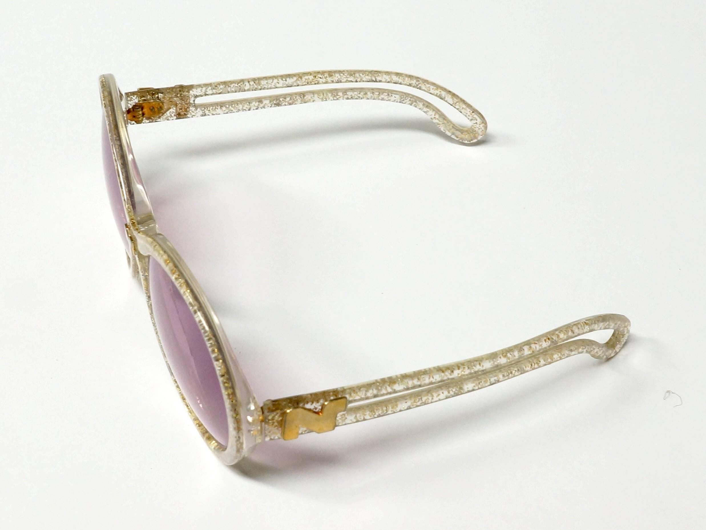 1970s Nina Ricci Gold and Glitter Sunglasses  For Sale 2