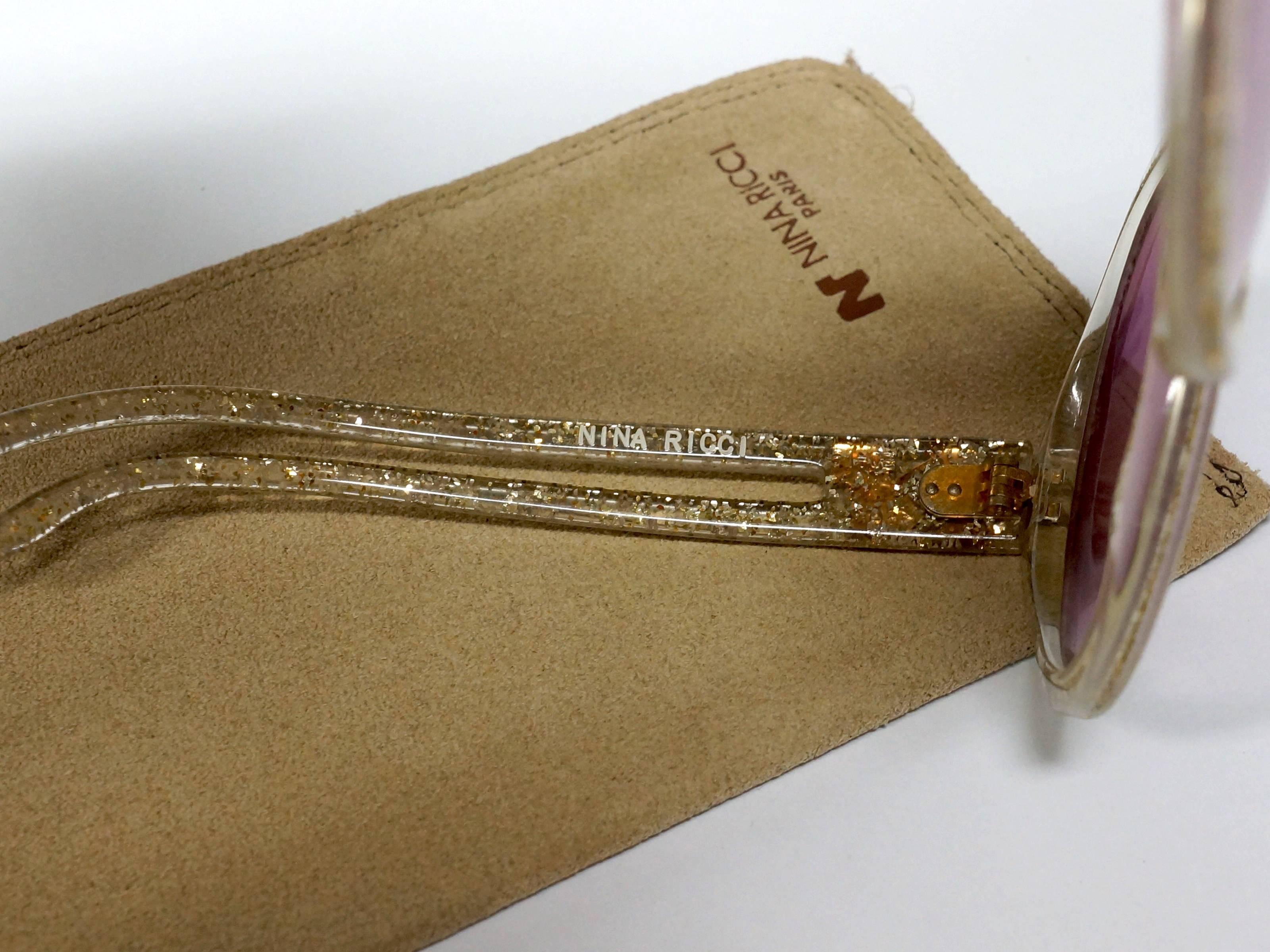 1970s Nina Ricci Gold and Glitter Sunglasses  For Sale 4