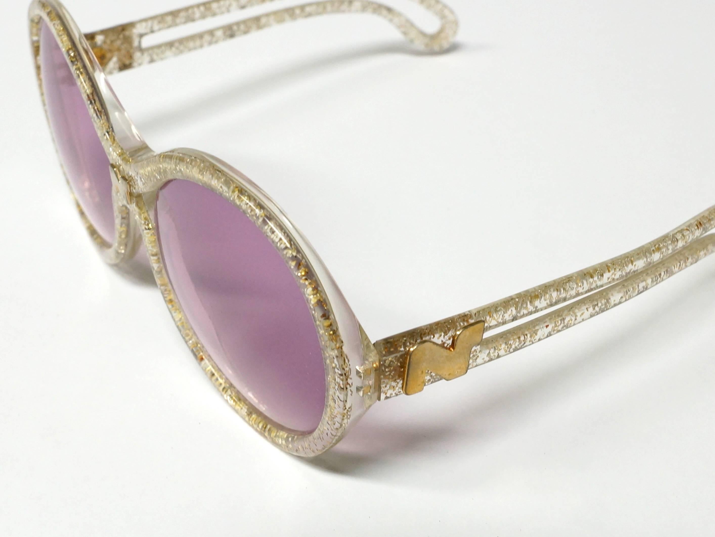 1970s Nina Ricci Gold and Glitter Sunglasses  For Sale 5