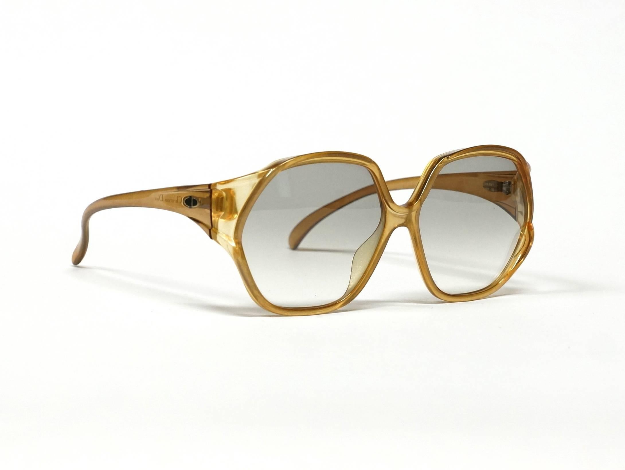 Beige 1970s Dior Oversized Sunglasses in New Old Stock Condition For Sale