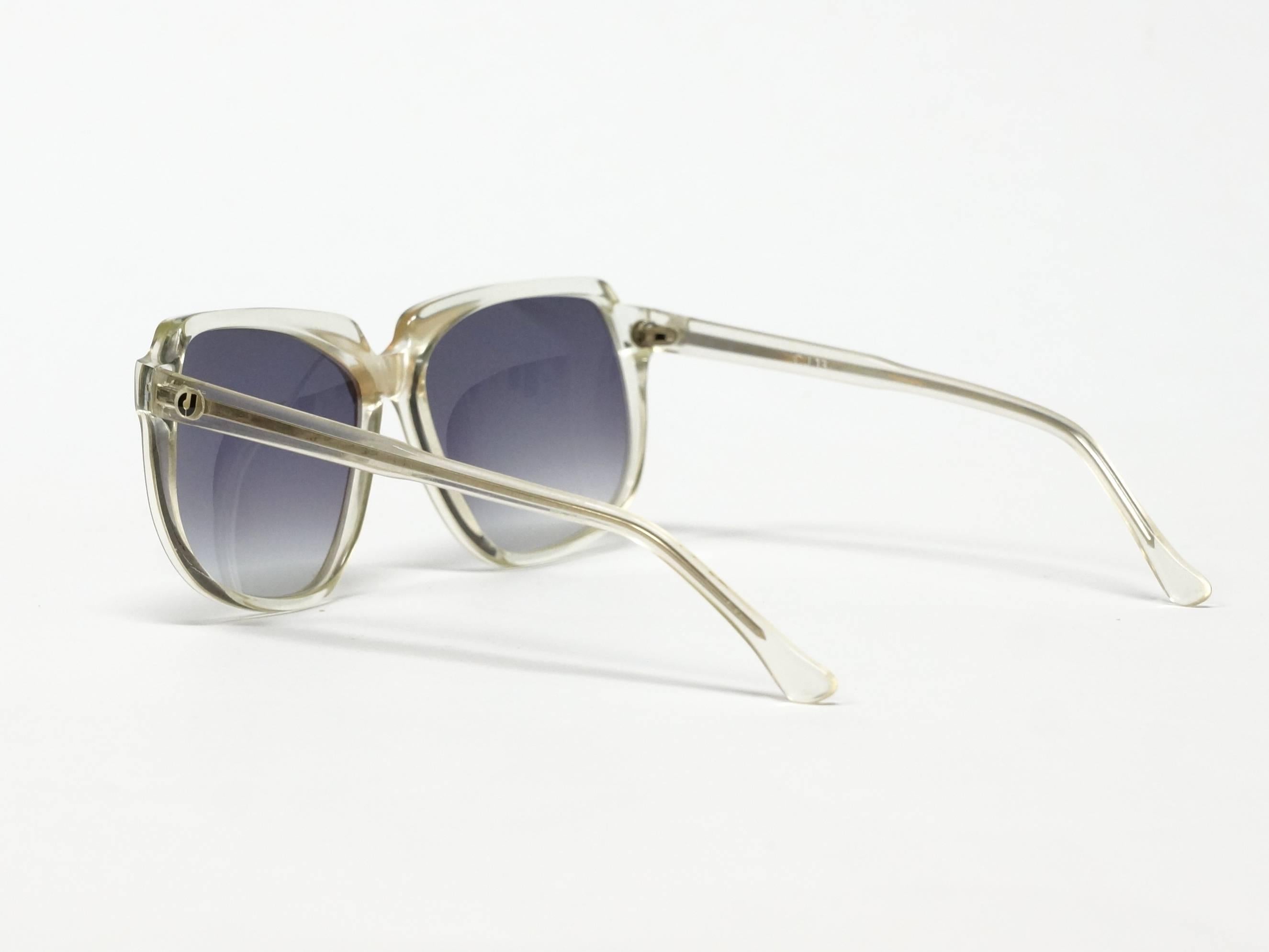 Gray 1980s Charles Jourdan Clear Vintage Sunglasses model CJ13 For Sale