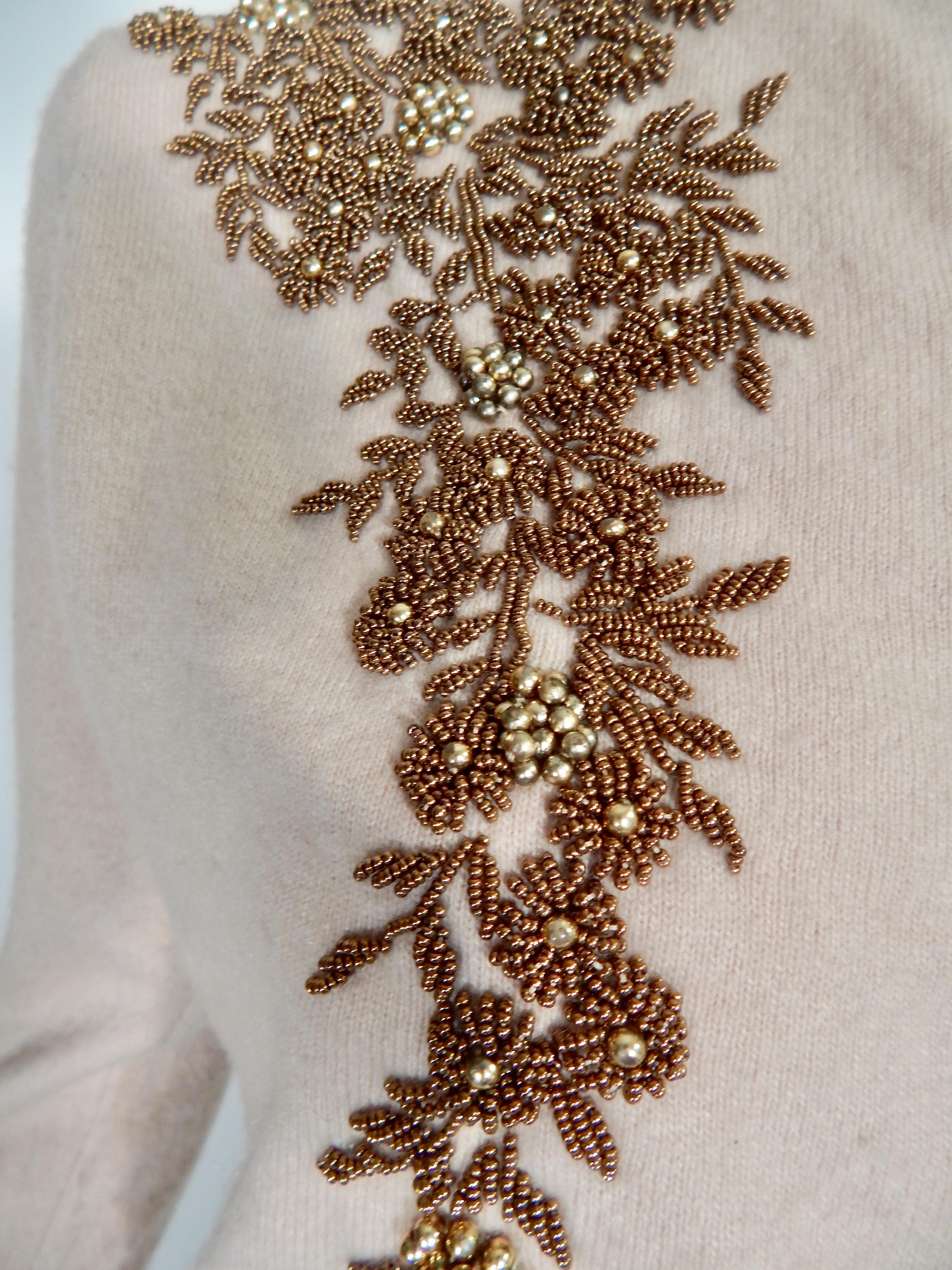 Women's 1950s Cashmere Beaded Cardigan For Sale