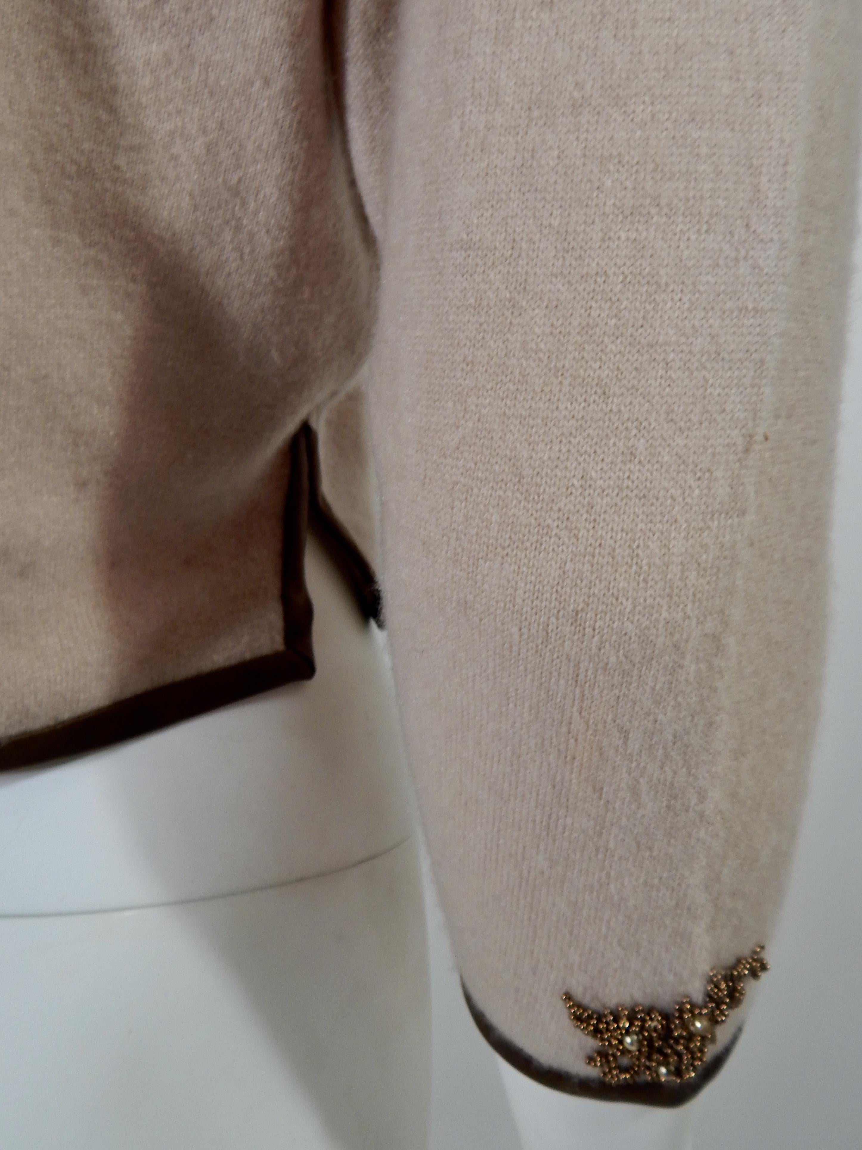 1950s Cashmere Beaded Cardigan For Sale 4