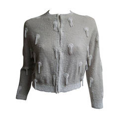 1950s Beaded Cashmere Cardigan with Tassels 1