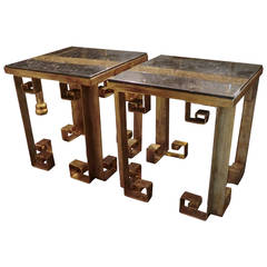 Gilded Steel Side Tables