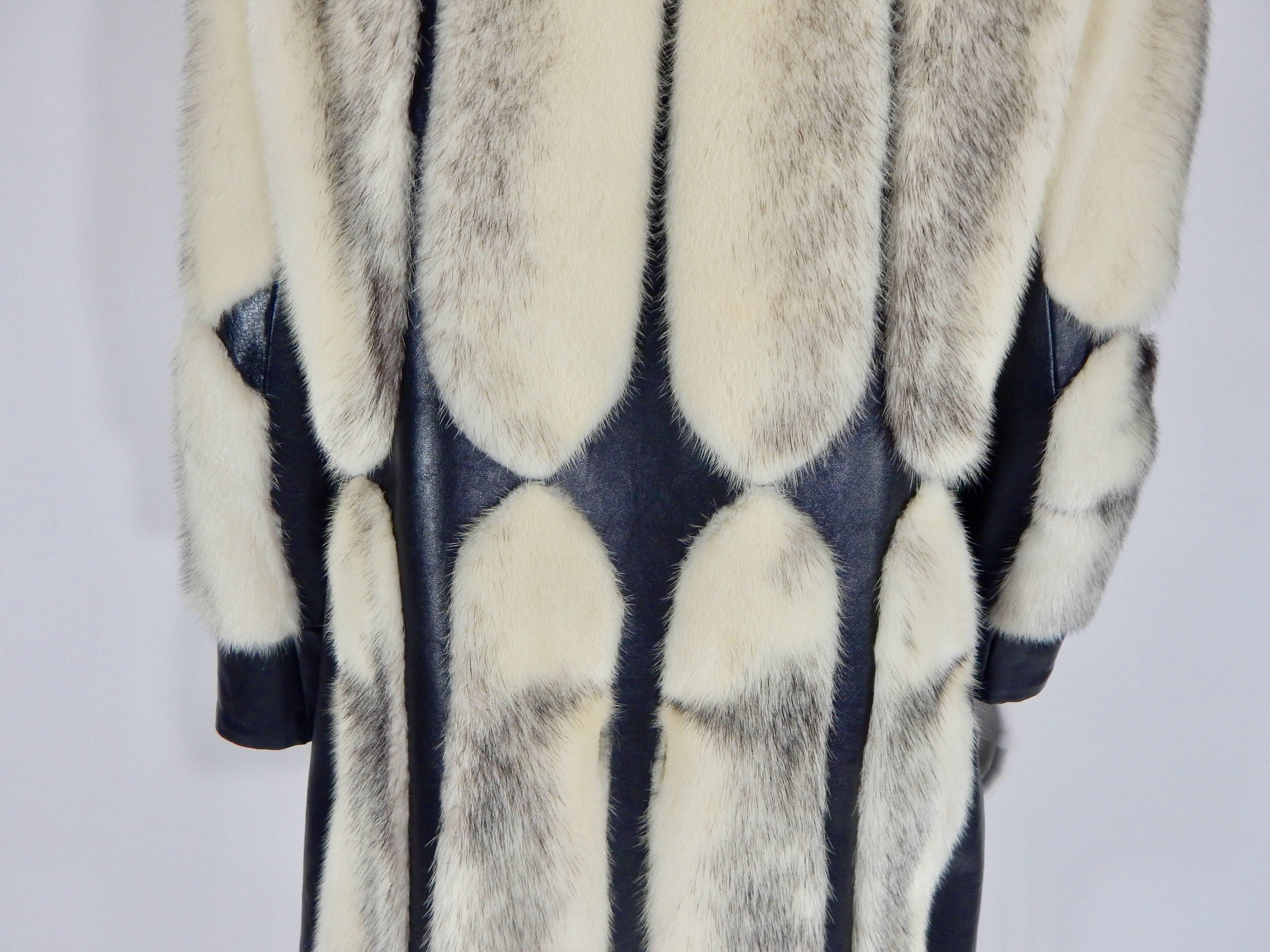 Beige Garfinckel Cross Mink Fur and Leather Coat, 1960s    For Sale