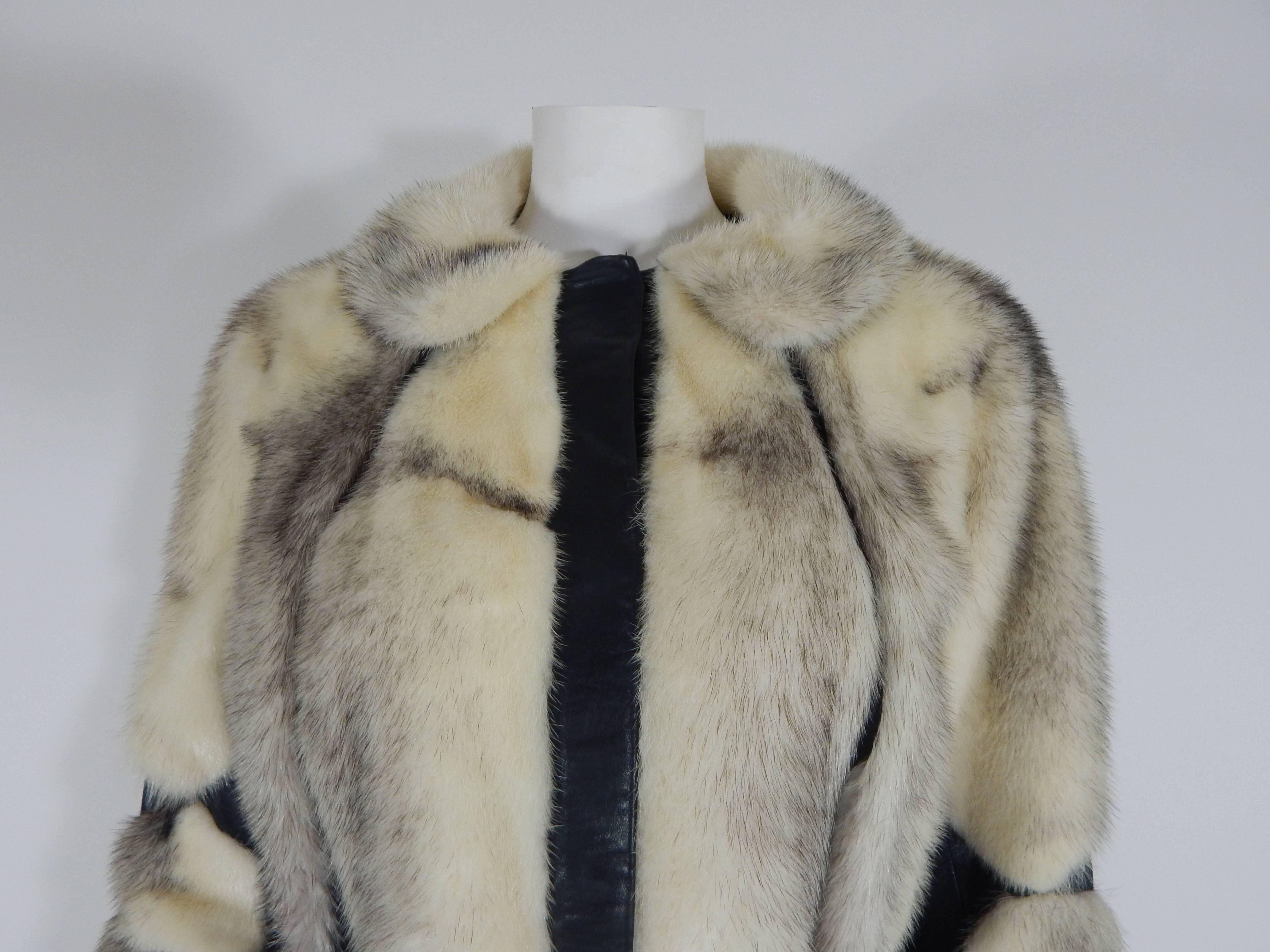 Garfinckel Cross Mink Fur and Leather Coat, 1960s    In Excellent Condition For Sale In Long Island City, NY