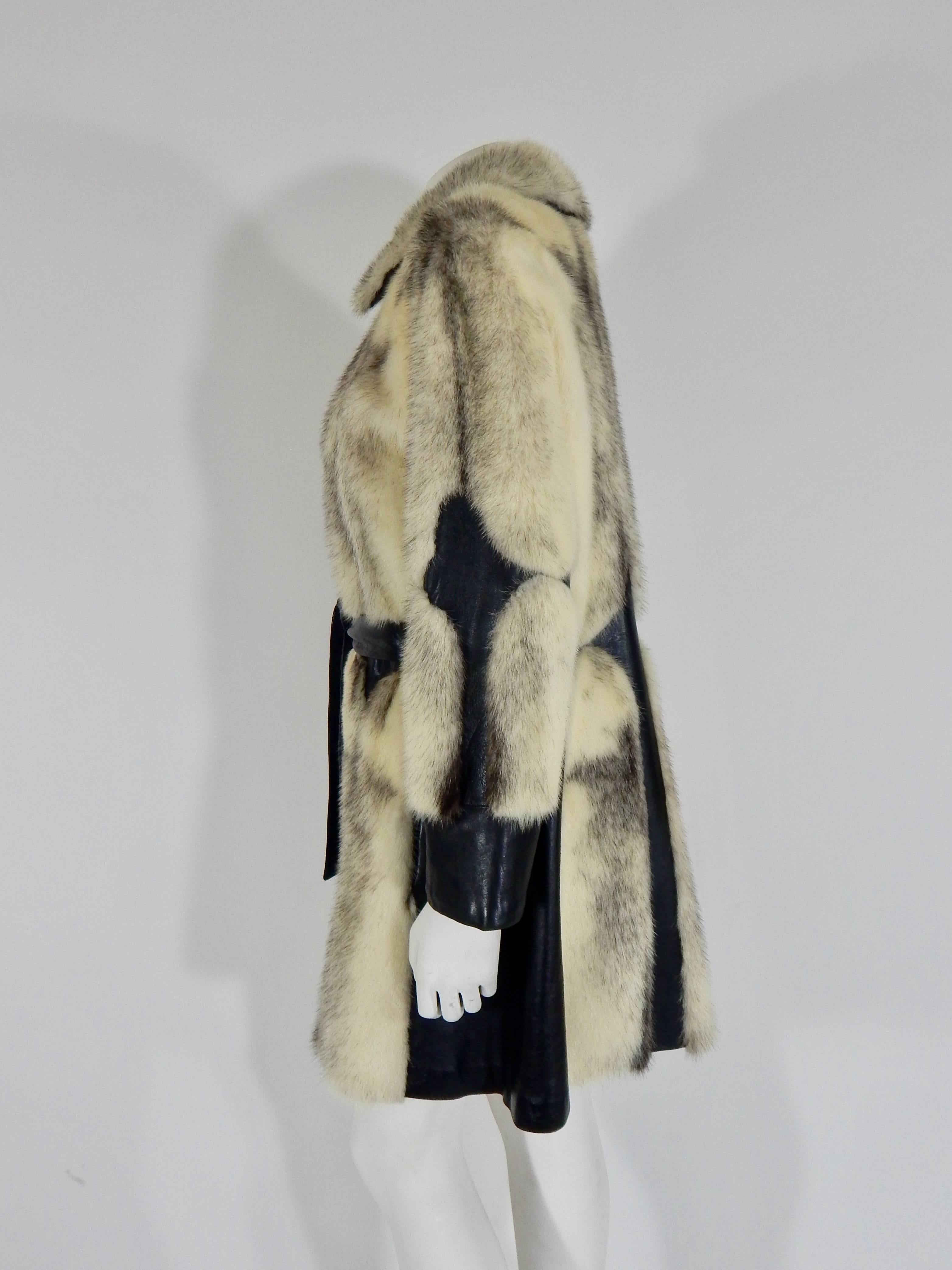 Women's Garfinckel Cross Mink Fur and Leather Coat, 1960s    For Sale