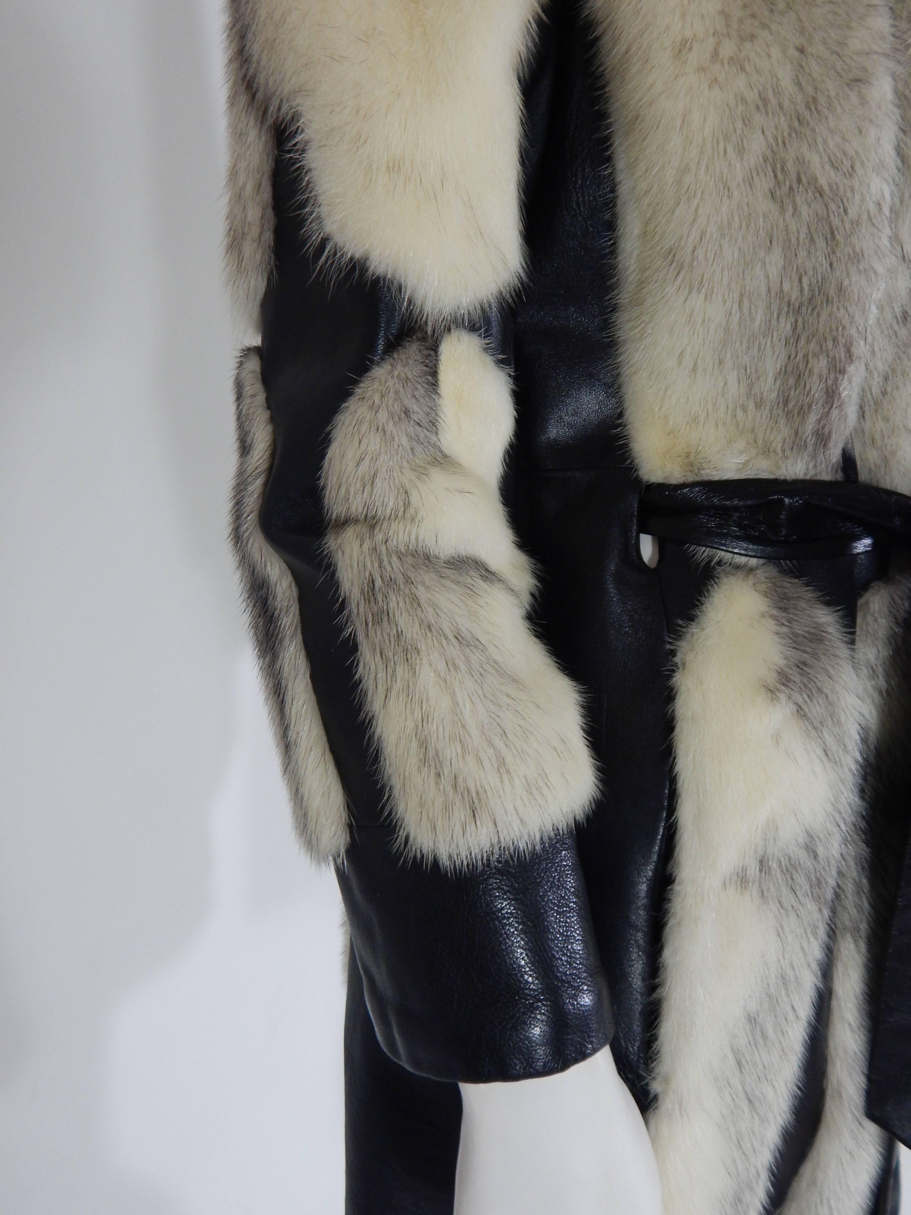 Garfinckel Cross Mink Fur and Leather Coat, 1960s For Sale 2