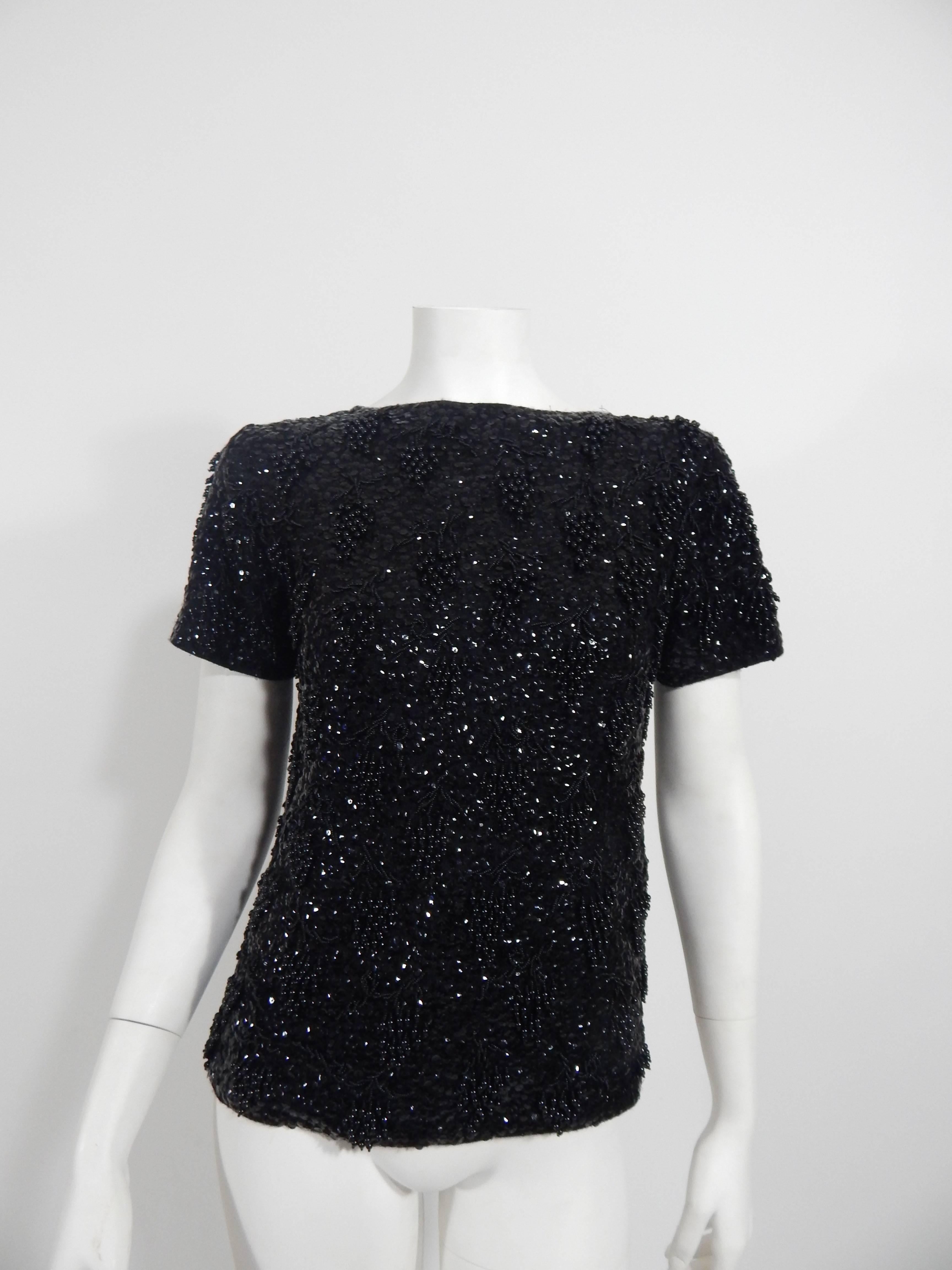 1960s Beaded Sequins Sweater  In Excellent Condition For Sale In Long Island City, NY